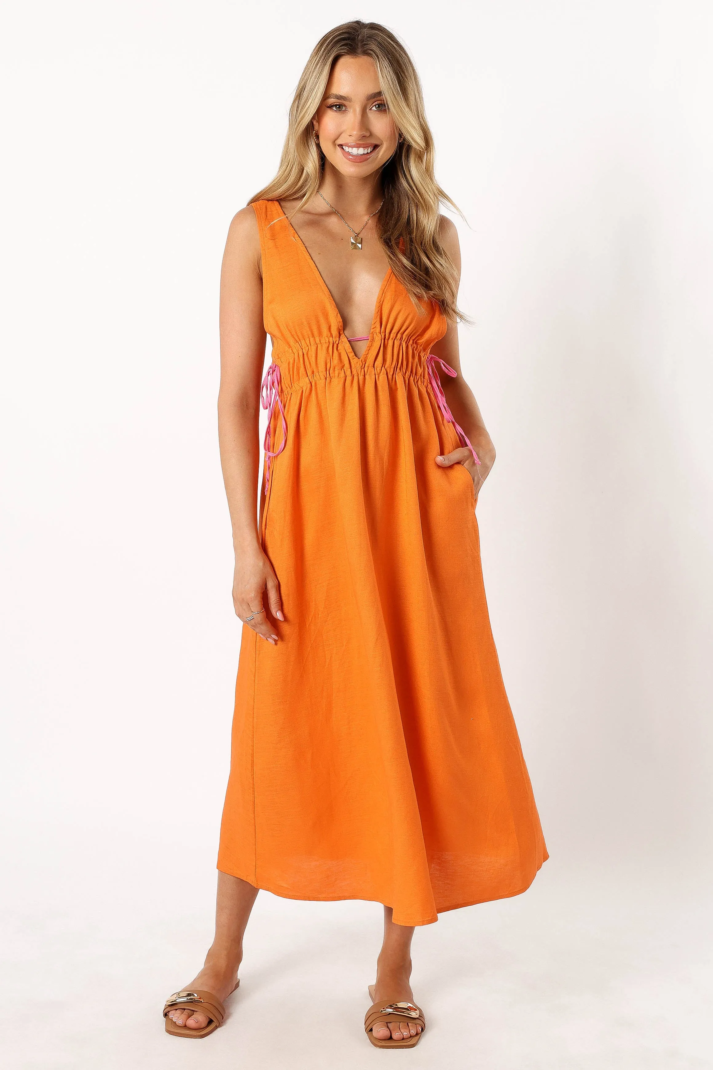 Lydia Midi Dress - Orange sold by Petal & Pup product image thumbnail 2