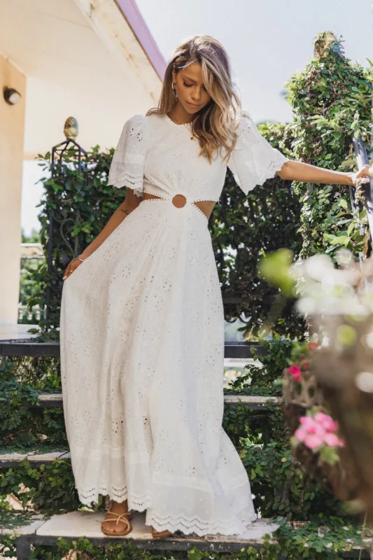 Merletto Cut Out Maxi Dress - White sold by Petal & Pup