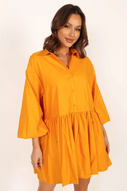 Daisy Long Sleeve Mini Dress - Mustard sold by Petal & Pup