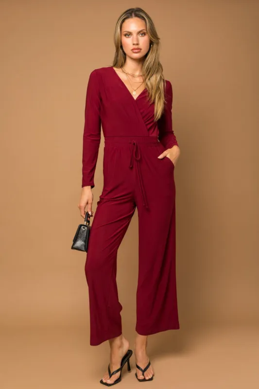 Jilli Stretch Jumpsuit - Burgundy sold by Petal & Pup