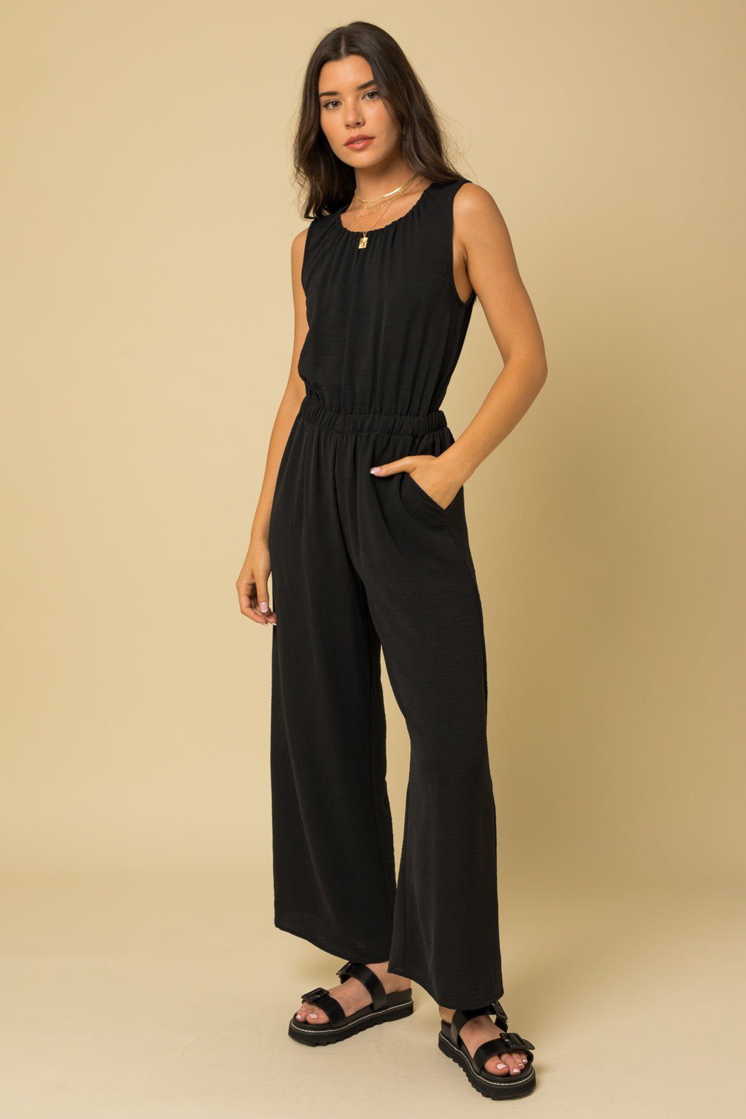 Penny Stretch Jumpsuit - Black sold by Petal & Pup