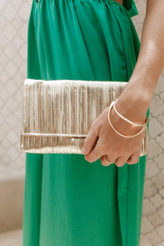 Gemma Ruched Clutch - Gold sold by Petal & Pup