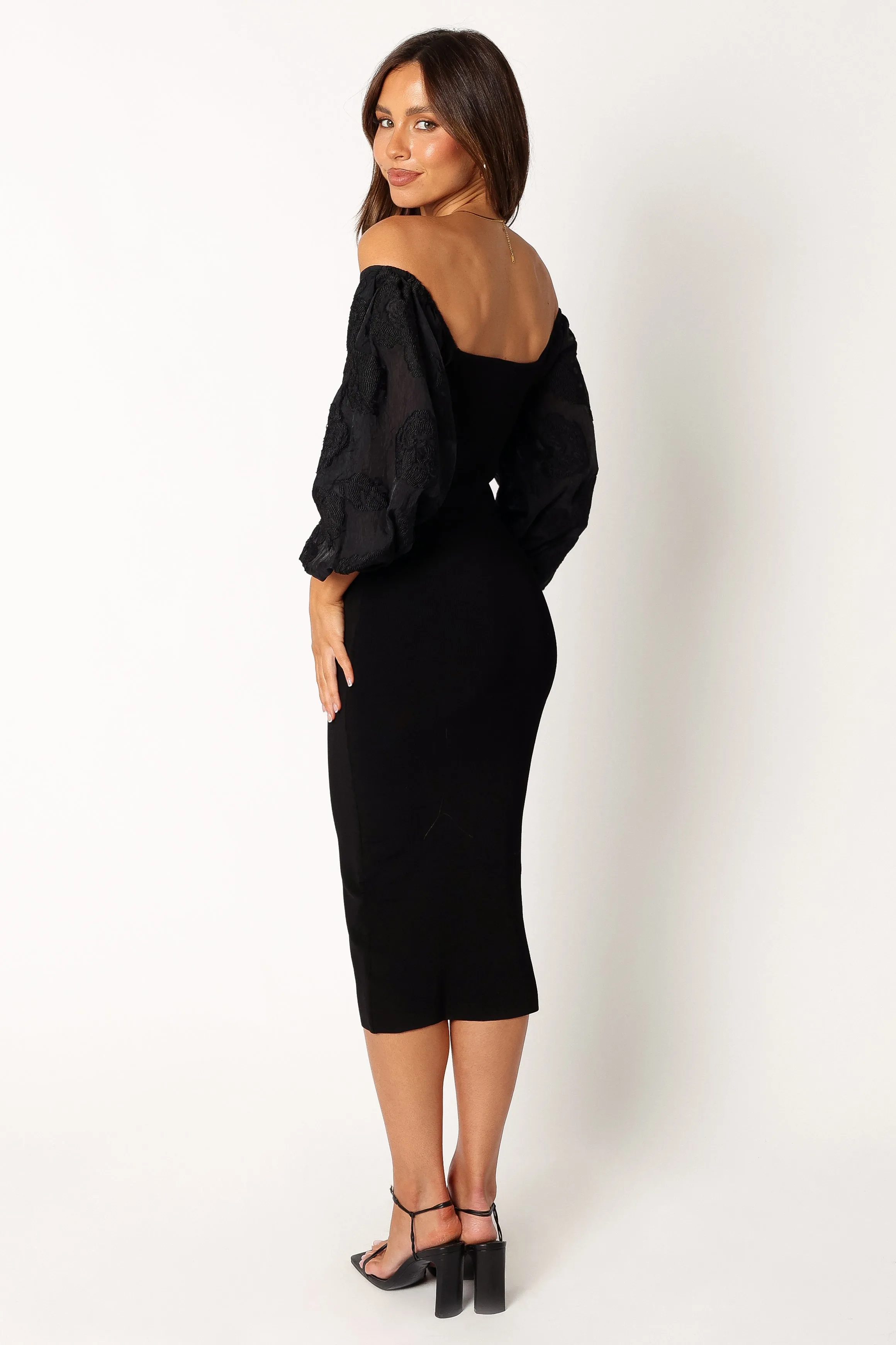 Dolly Puff Sleeve Midi Dress - Black sold by Petal & Pup product image thumbnail 3