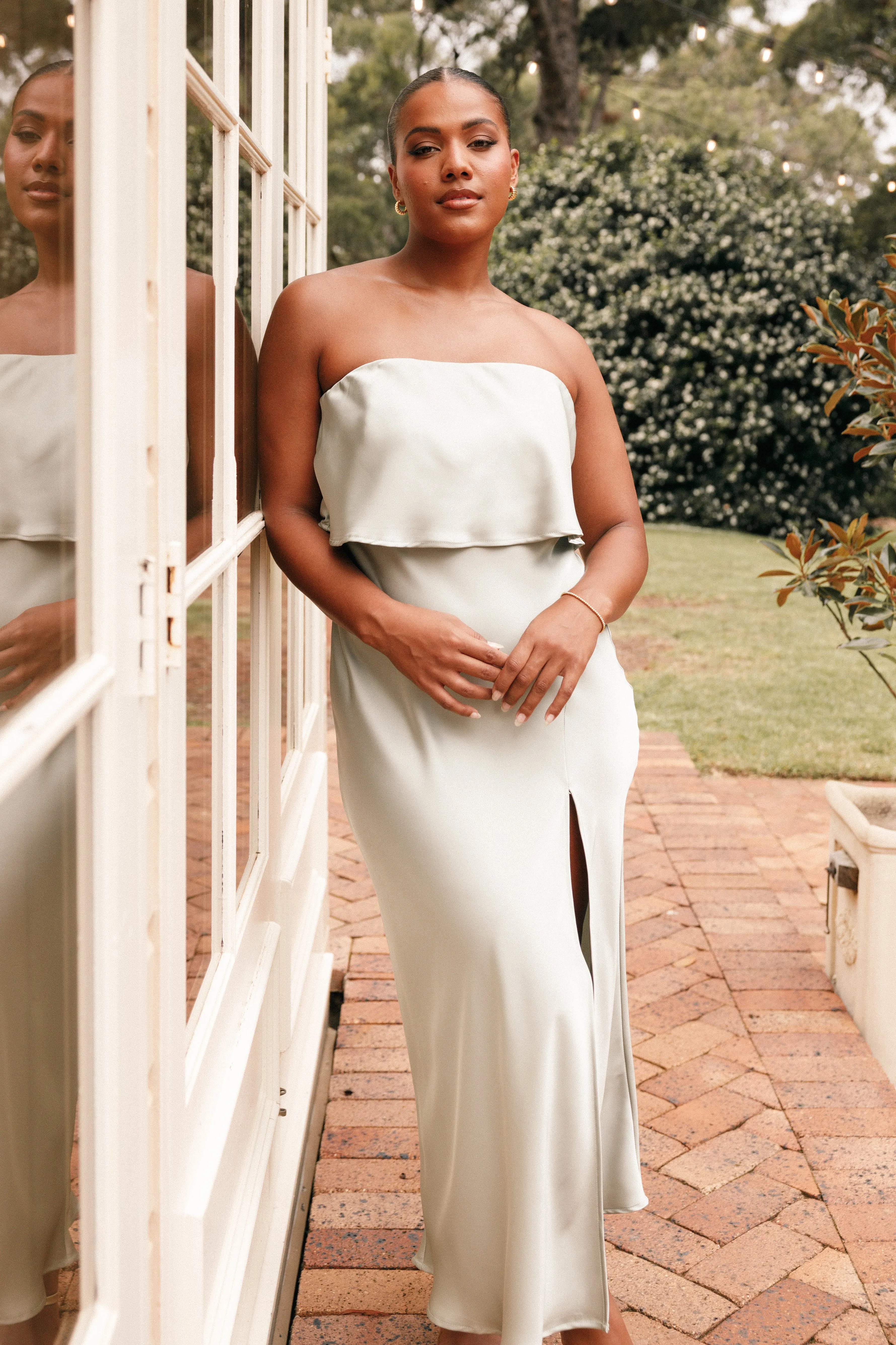 Vienna Strapless Midi Dress - Sage sold by Petal & Pup