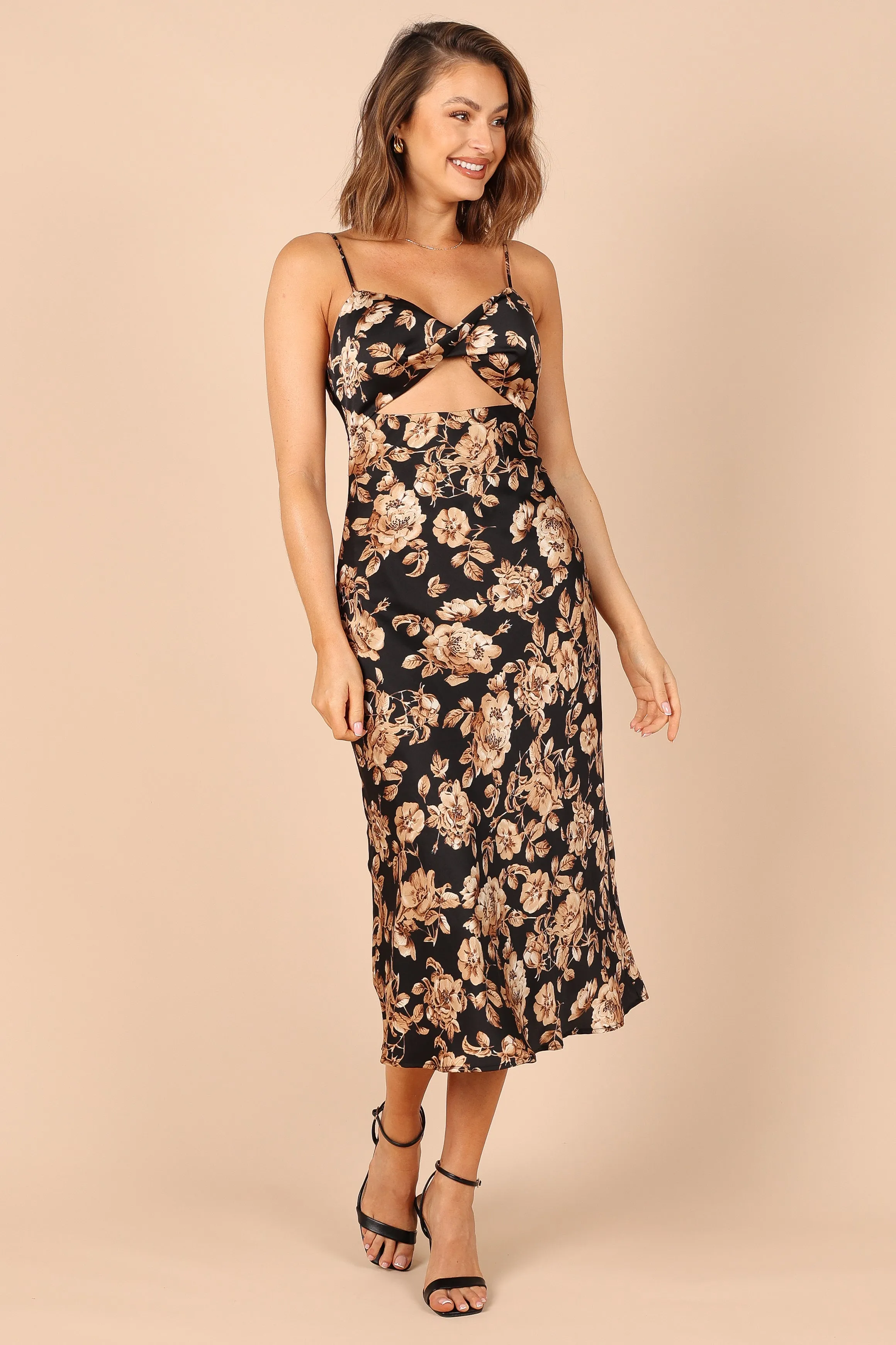 Saga Cut Out Midi Dress - Black Floral sold by Petal & Pup product image thumbnail 5