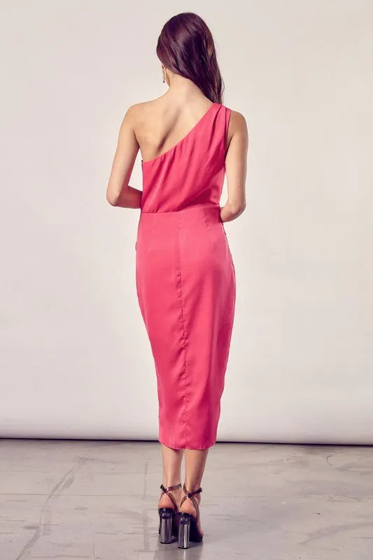 Talian One Shoulder Midi Dress - Paradise Pink sold by Petal & Pup product image thumbnail 3
