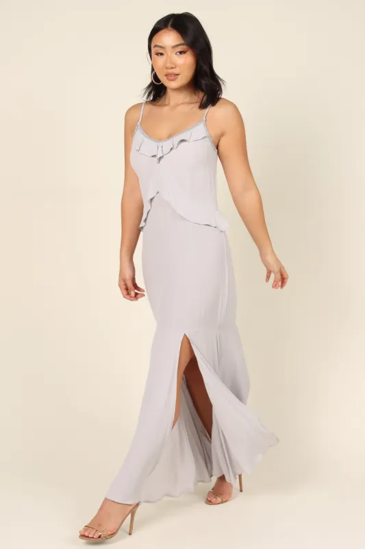 Tanya Beaded Maxi Dress - Grey sold by Petal & Pup