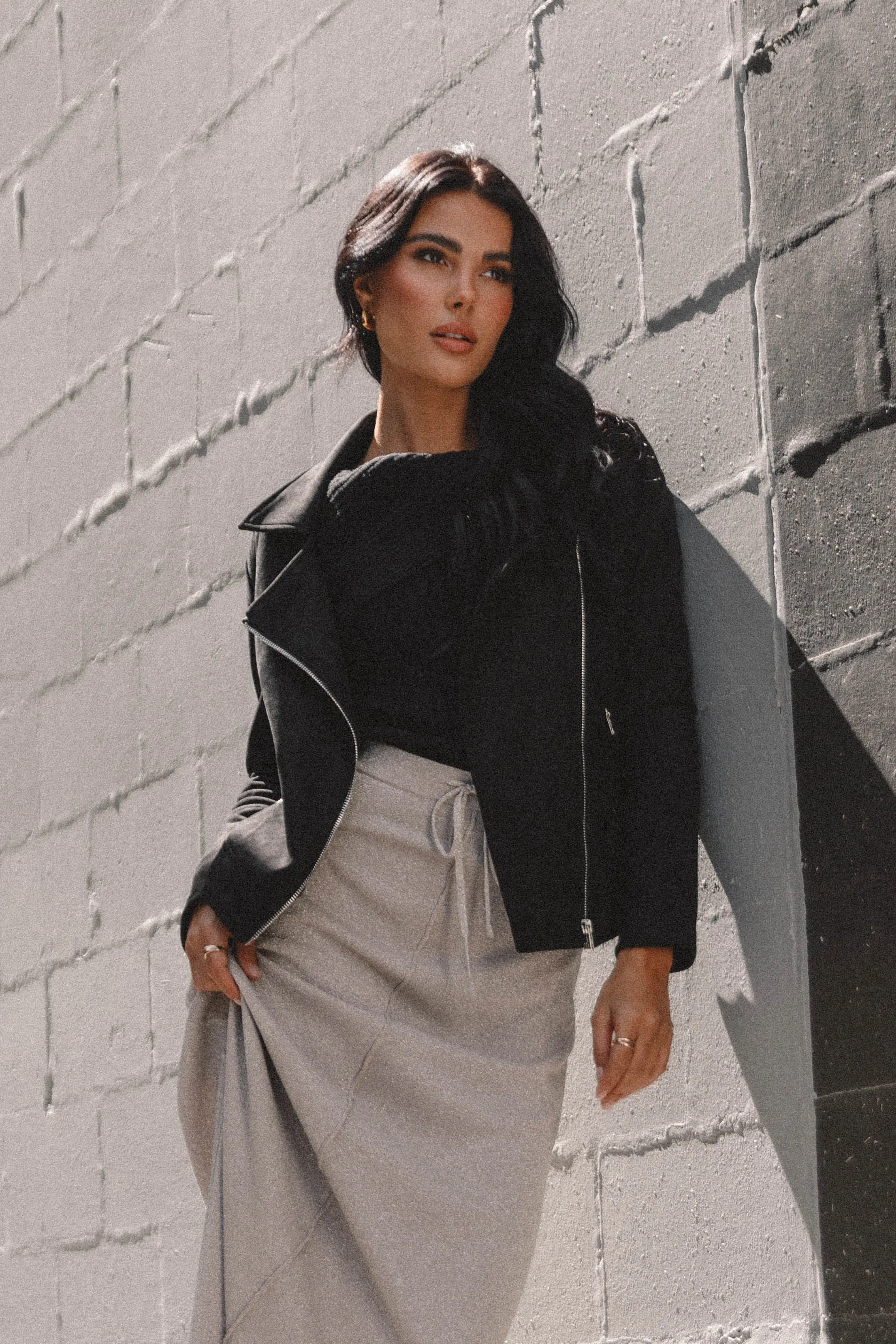 Spencer Faux Suede Moto Jacket - Black sold by Petal & Pup