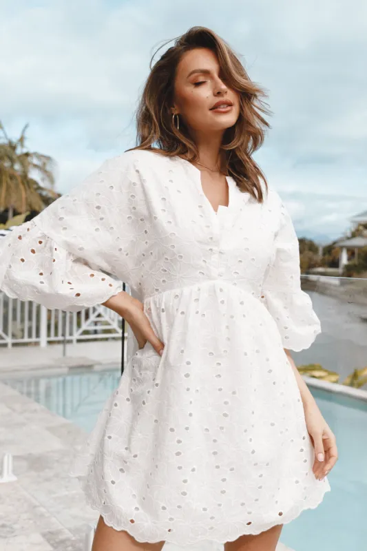 Savannah Mini Dress - White sold by Petal & Pup