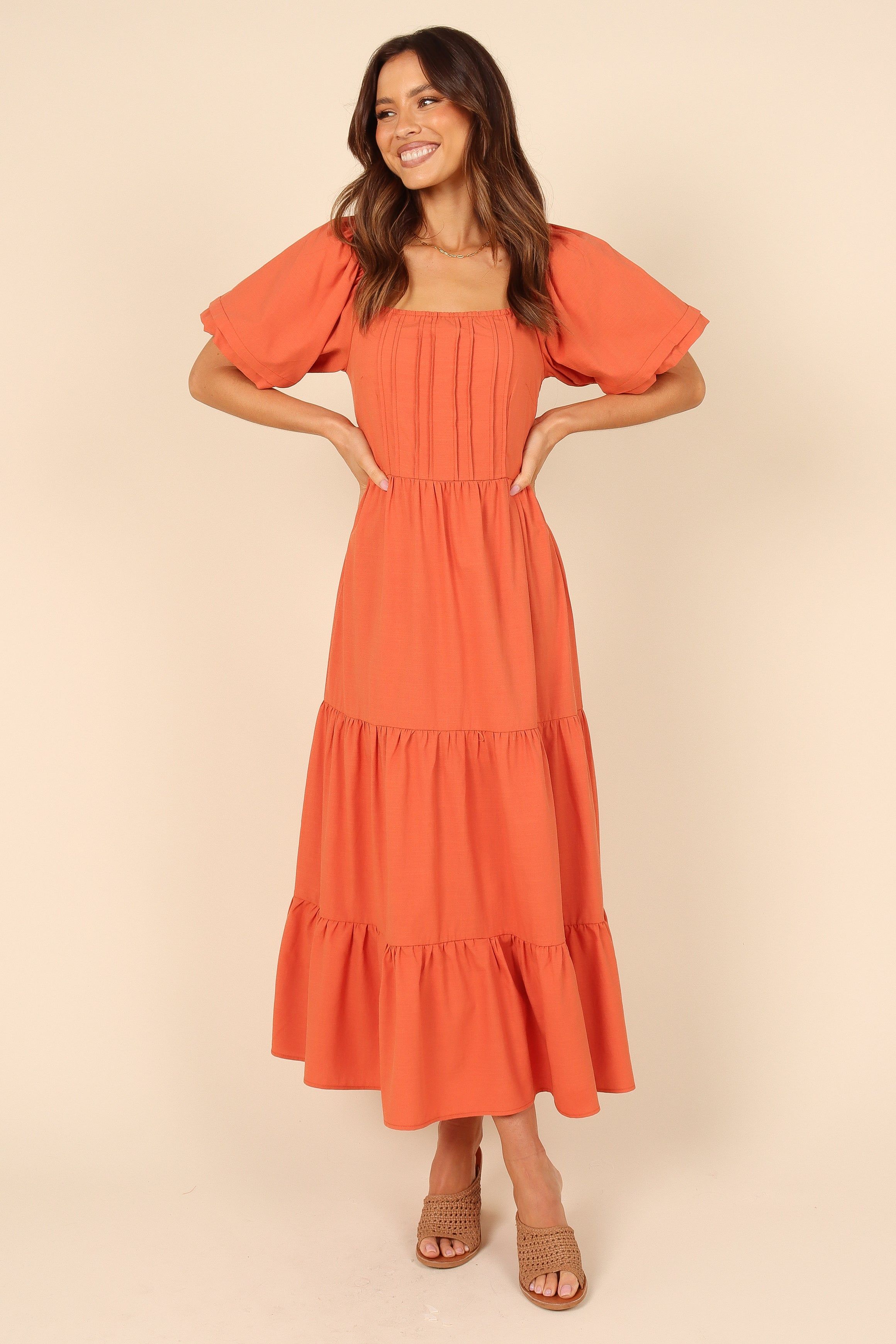 Kamila Tiered Dress - Rust sold by Petal & Pup