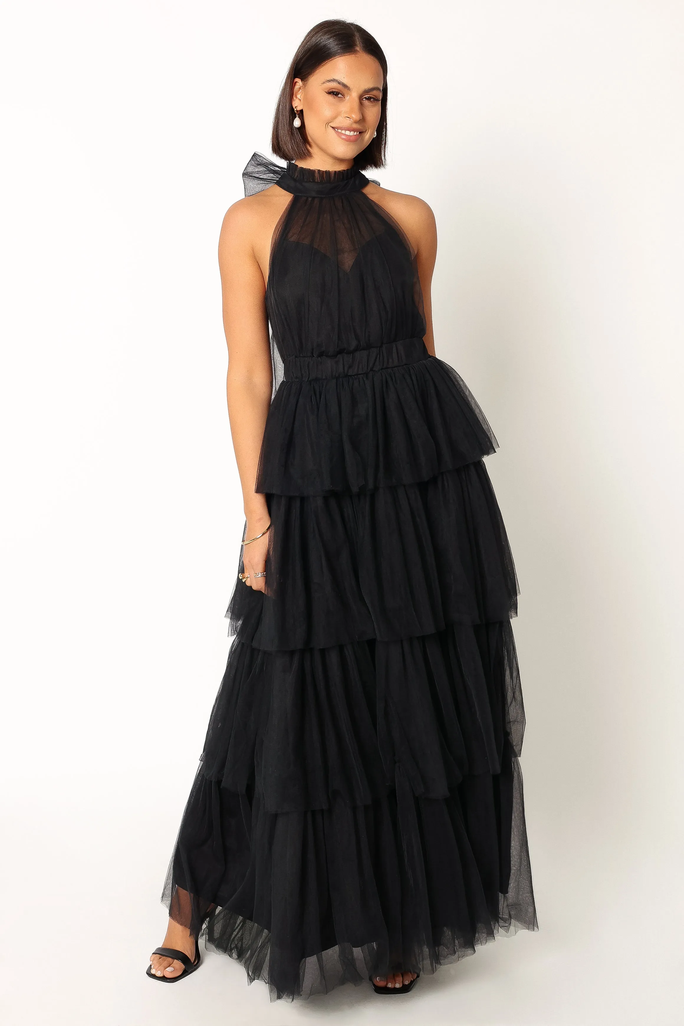 Frances Halterneck Maxi Dress - Black sold by Petal & Pup