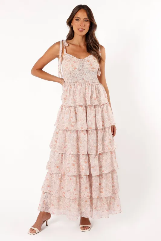 Kristah Maxi Dress - Peach Floral sold by Petal & Pup