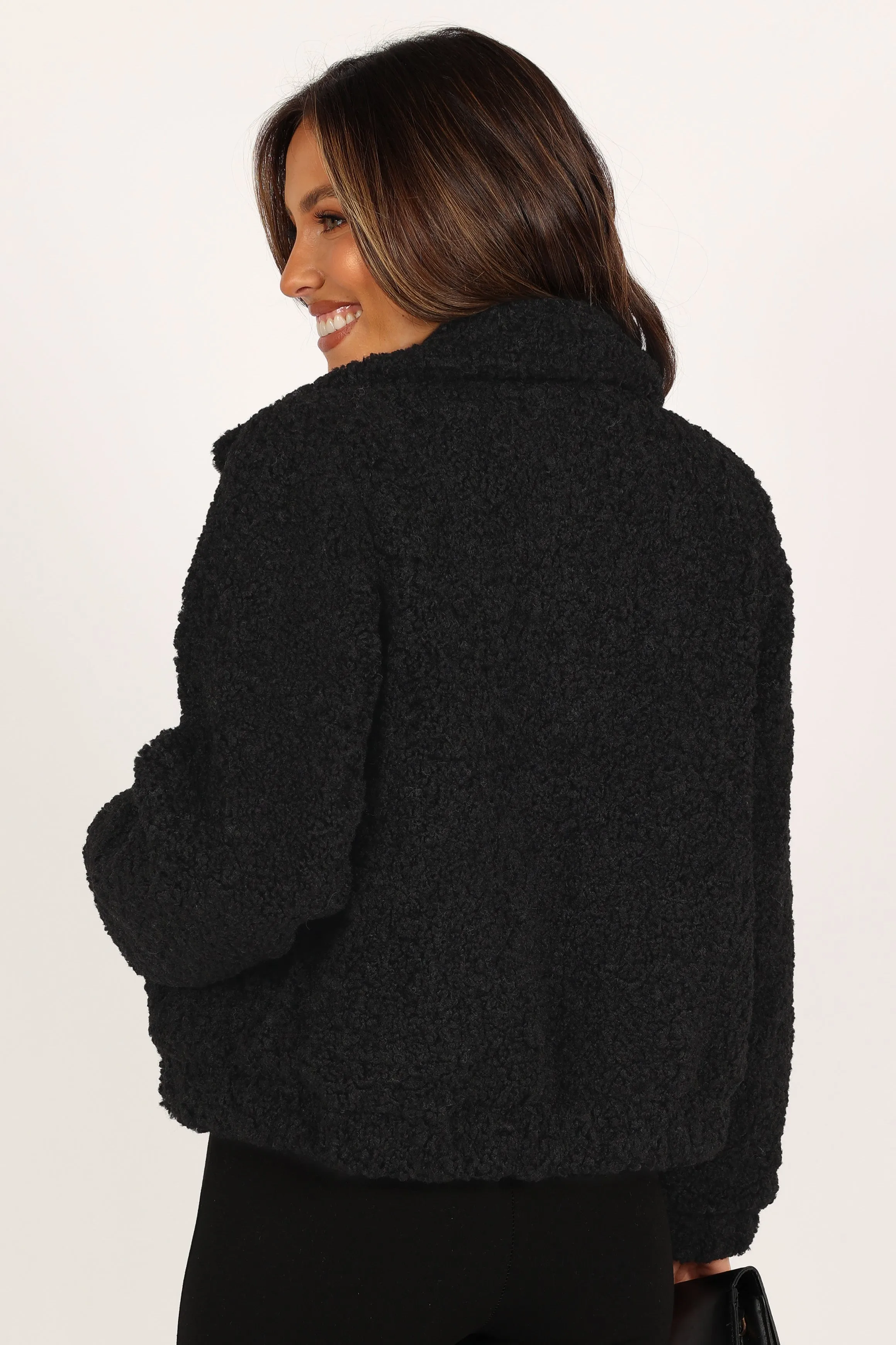 Lucia Zip Front Teddy Jacket - Black sold by Petal & Pup product image thumbnail 5