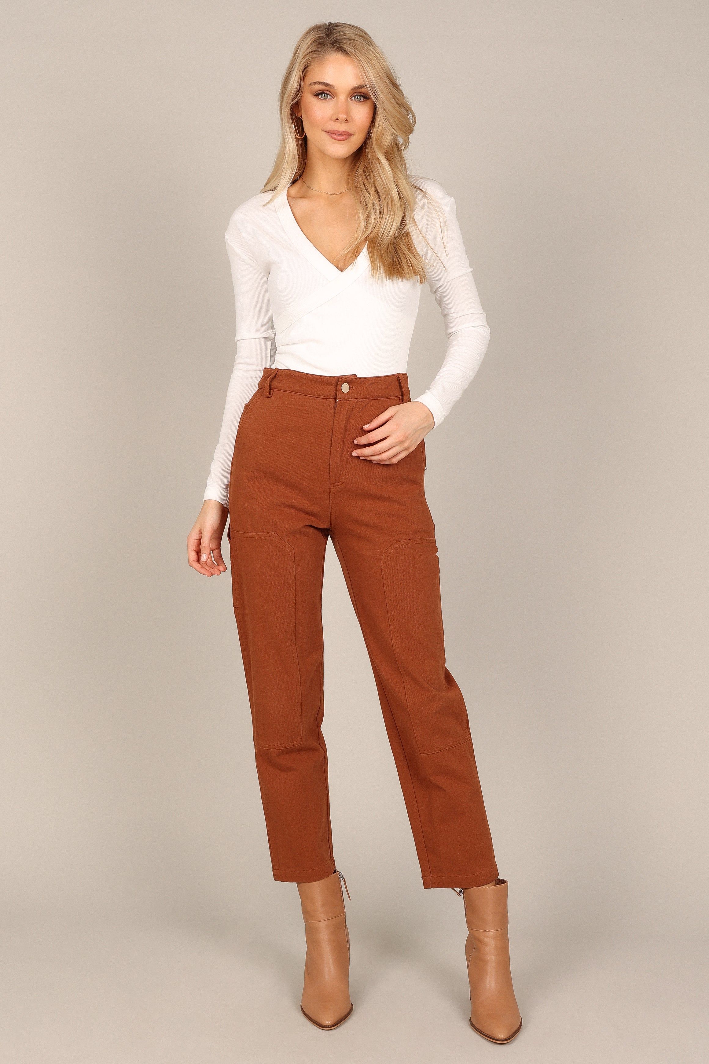 Jones High Waisted Pants - Brick sold by Petal & Pup