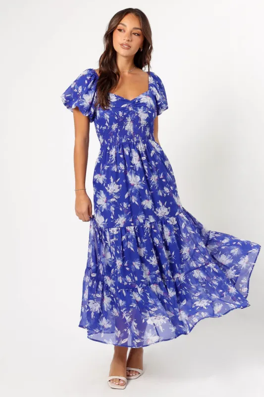 June Short Sleeve Maxi Dress - Bright Blue sold by Petal & Pup