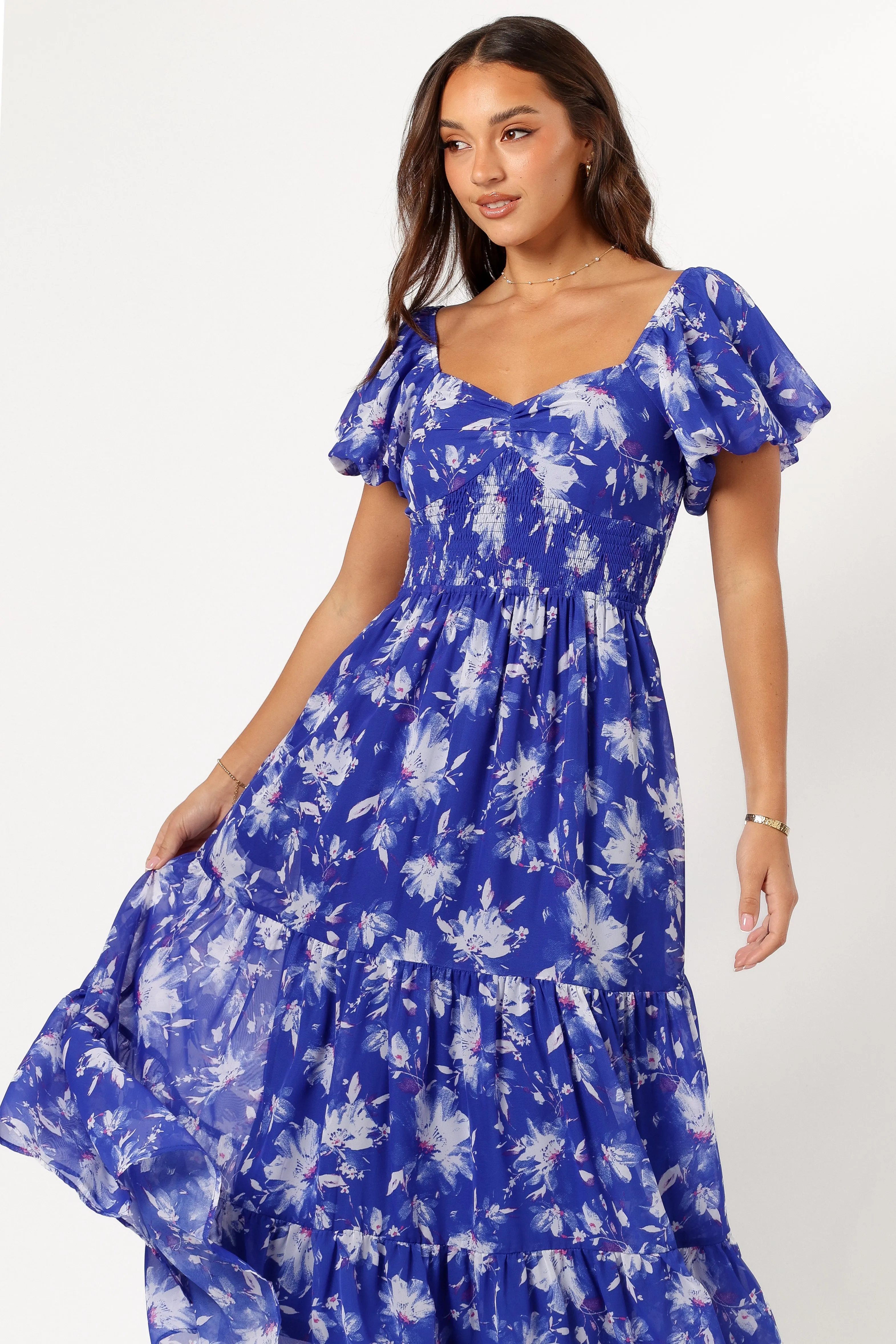 June Short Sleeve Maxi Dress - Bright Blue sold by Petal & Pup product image thumbnail 2