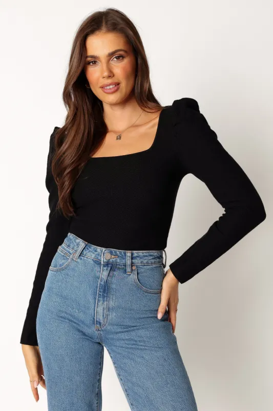 Jaid Long Sleeve Bodysuit - Black sold by Petal & Pup