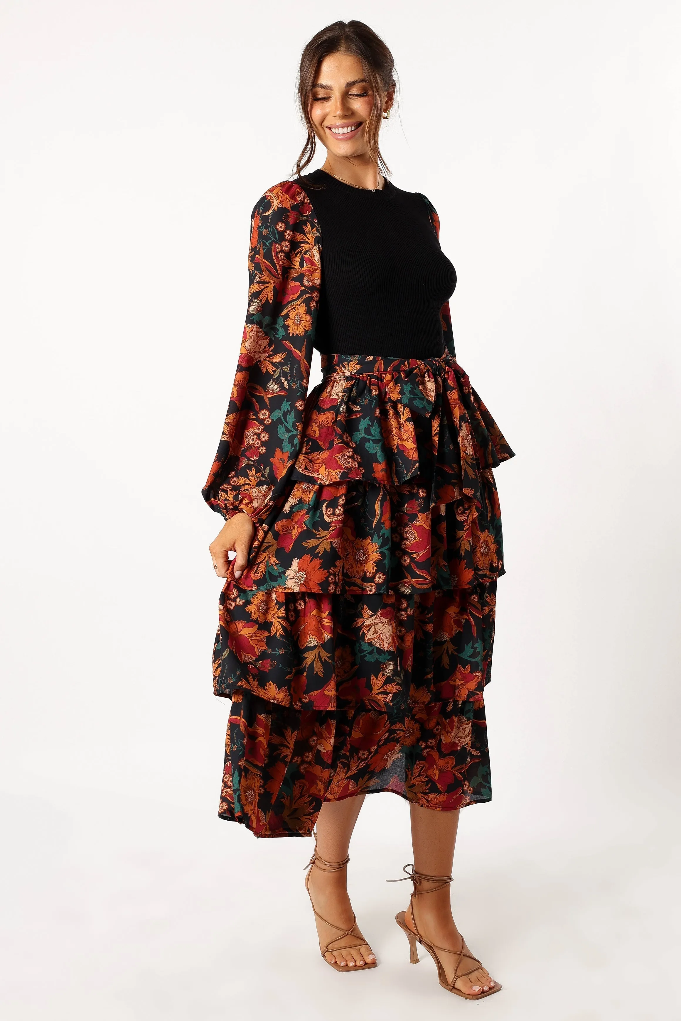 Sayge Frill Midi Dress - Black Floral sold by Petal & Pup product image thumbnail 4