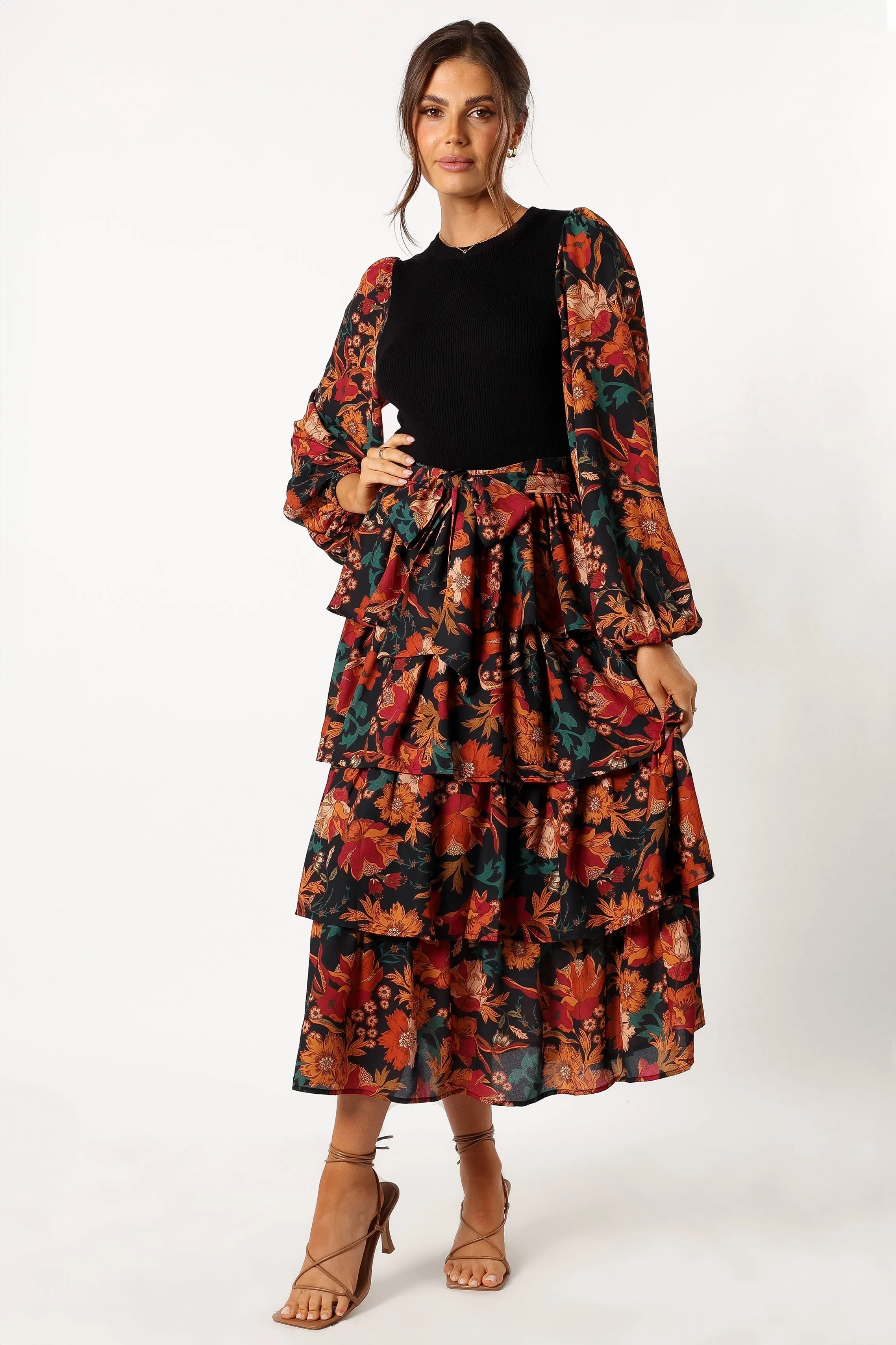 Sayge Frill Midi Dress - Black Floral sold by Petal & Pup product image thumbnail 2