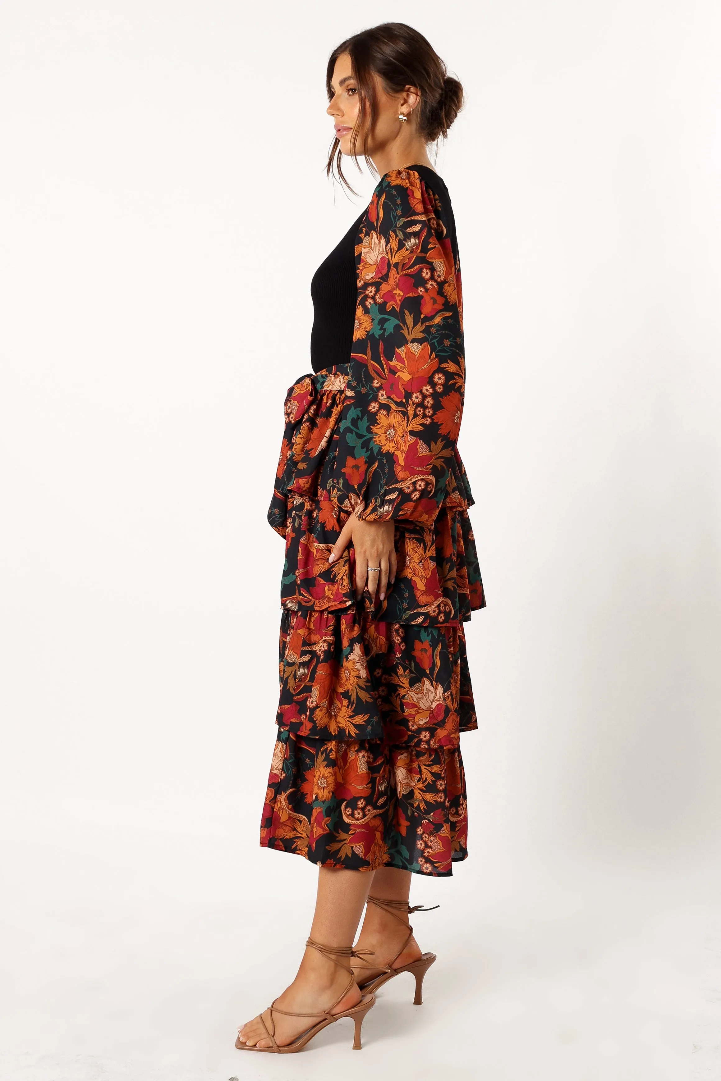 Sayge Frill Midi Dress - Black Floral sold by Petal & Pup product image thumbnail 3