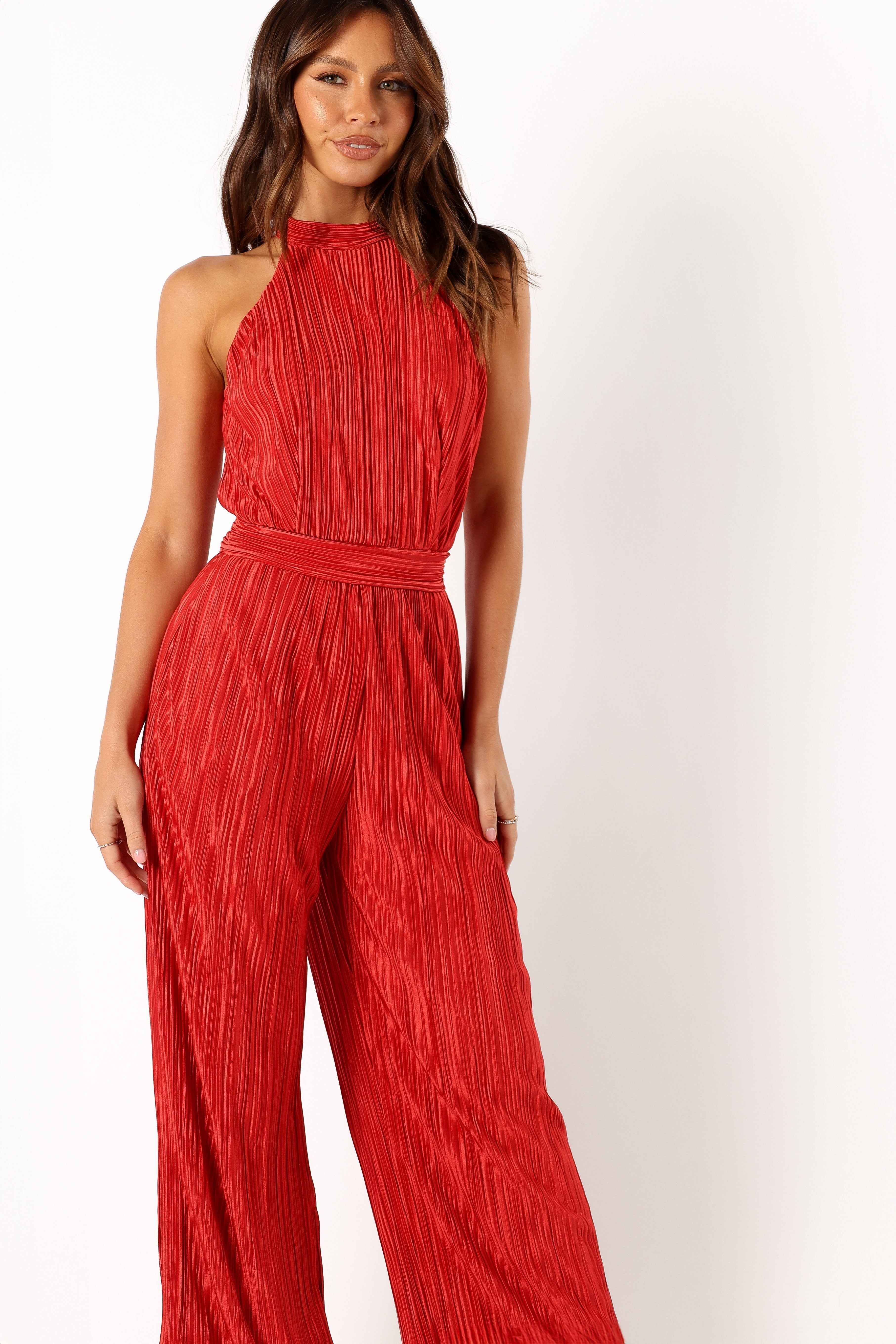 Teddie Plisse Jumpsuit - Red sold by Petal & Pup product image thumbnail 3