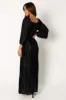 Josephine Long Sleeve Pleated Maxi Dress - Black sold by Petal & Pup