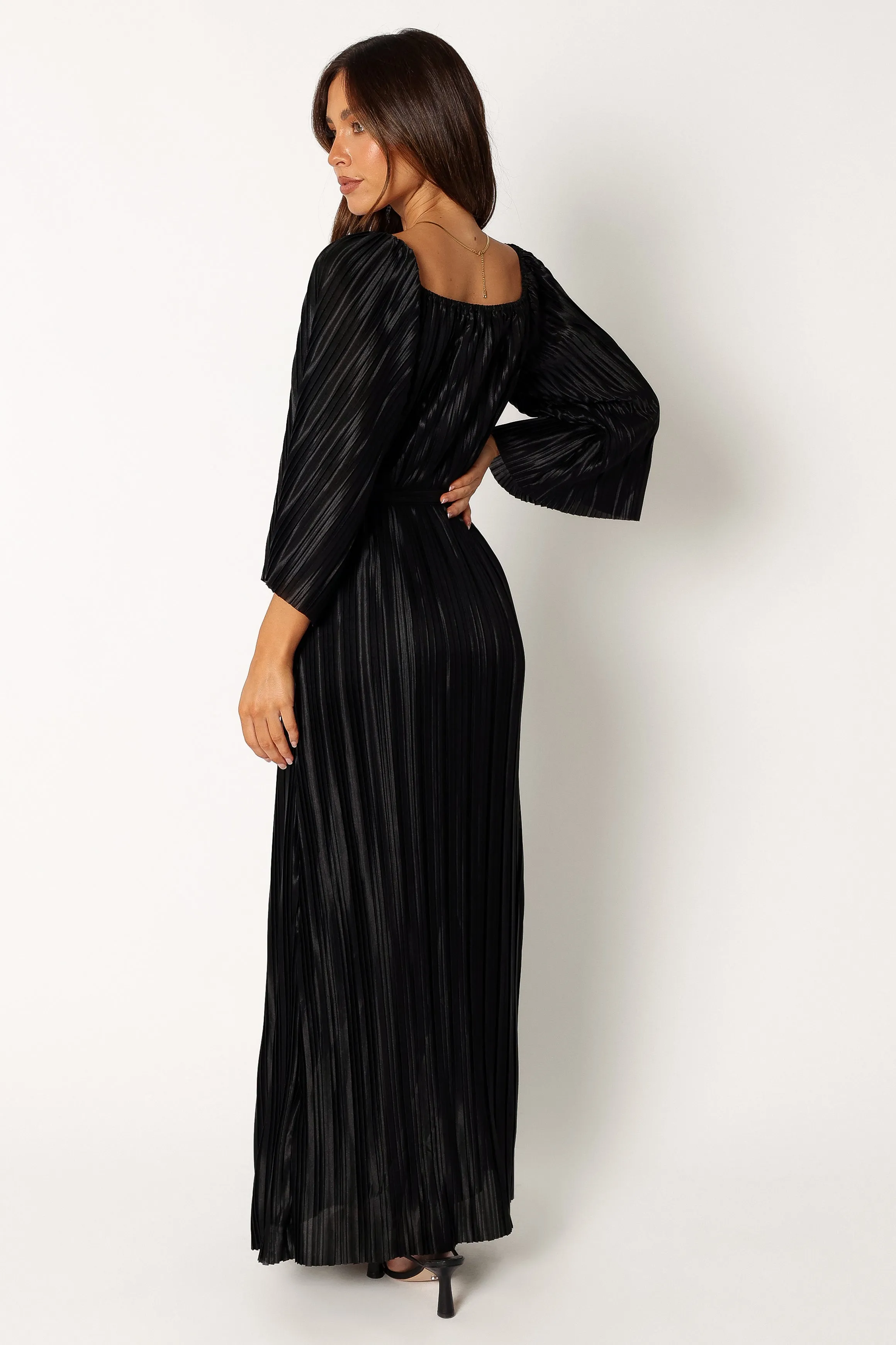 Josephine Long Sleeve Pleated Maxi Dress - Black sold by Petal & Pup product image thumbnail 5