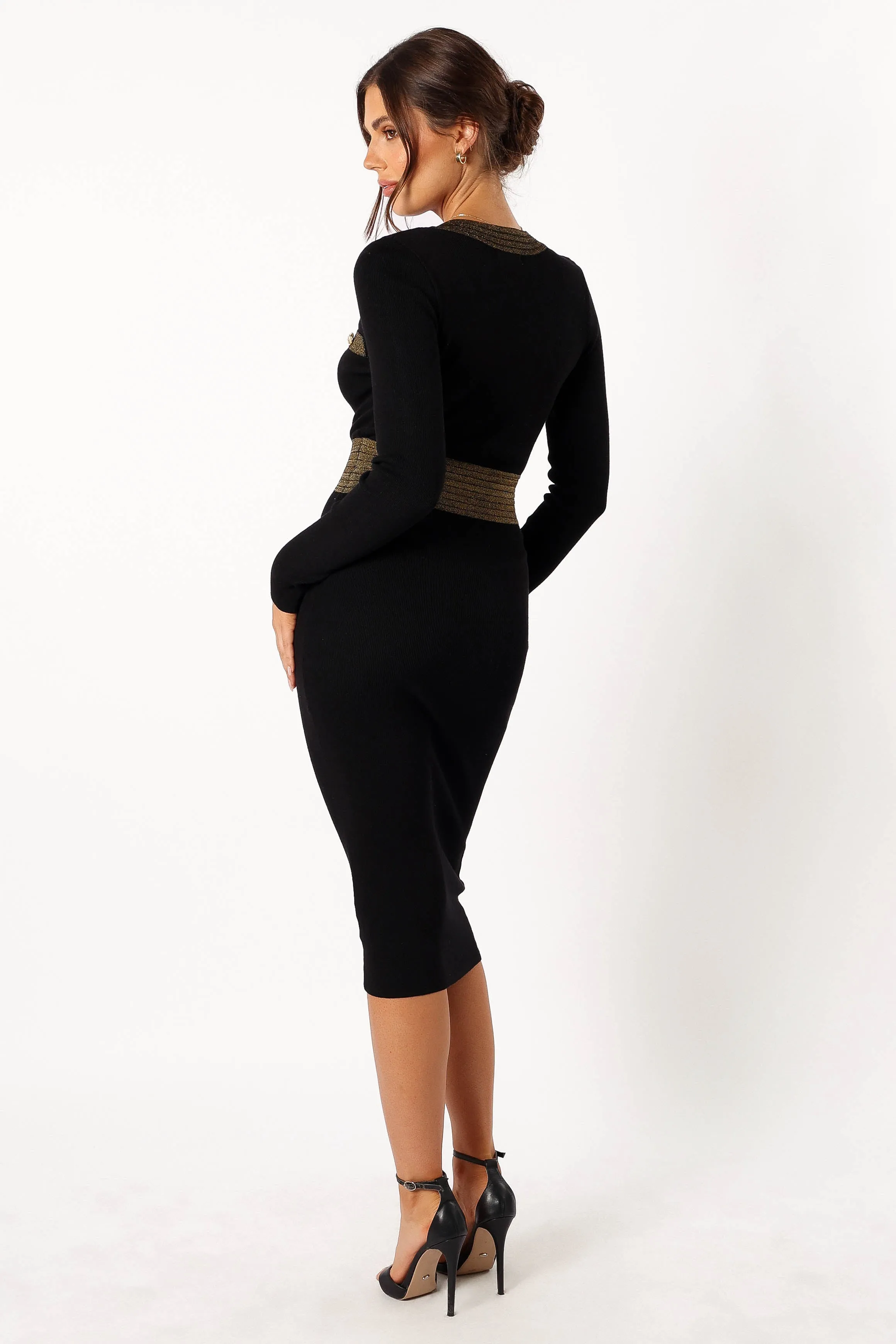 Jaya Longsleeve Midi Dress - Black sold by Petal & Pup product image thumbnail 4