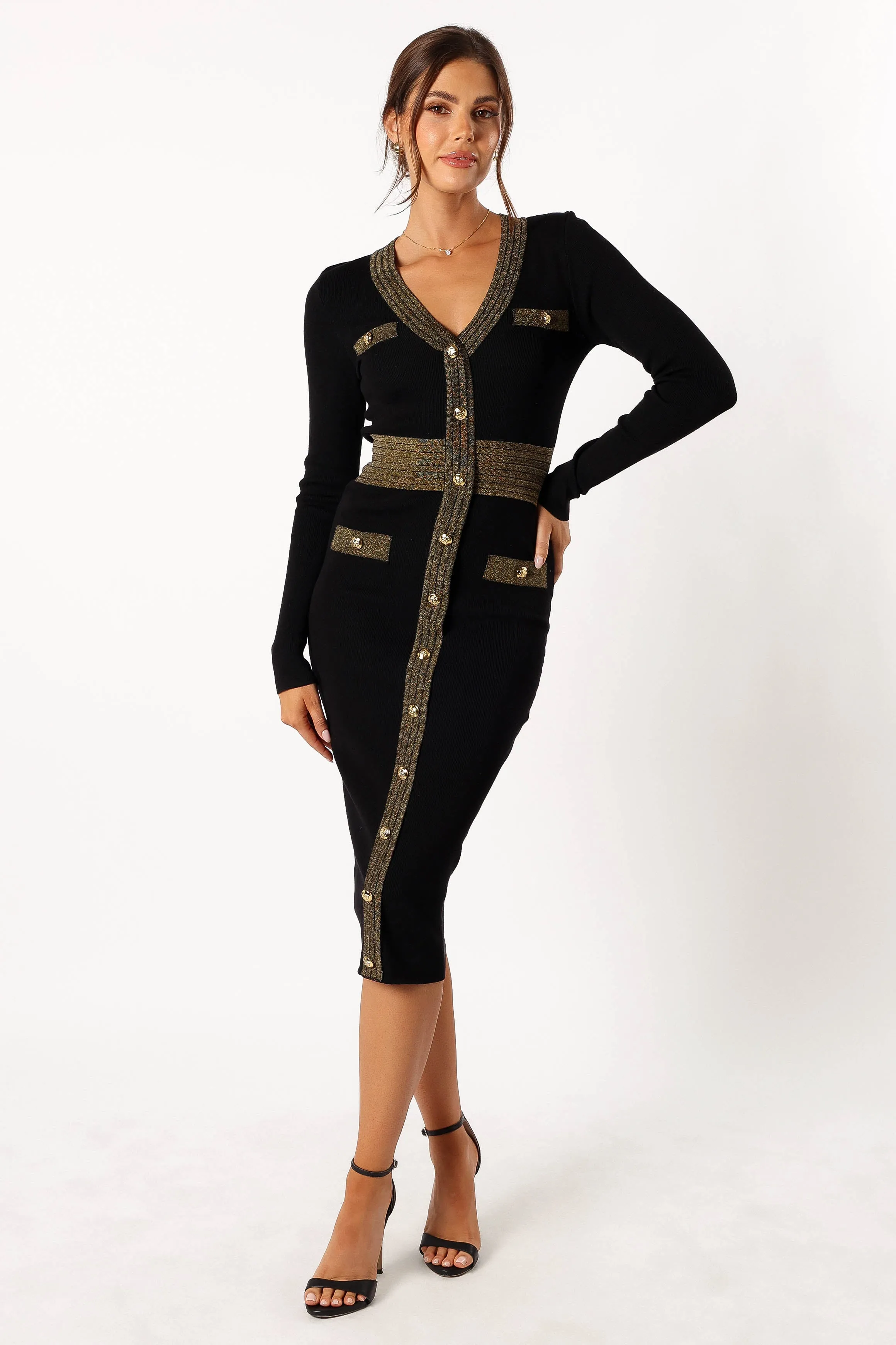 Jaya Longsleeve Midi Dress - Black sold by Petal & Pup product image thumbnail 2