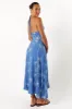 Granger Halterneck Midi Dress - Blue Palm Print sold by Petal & Pup