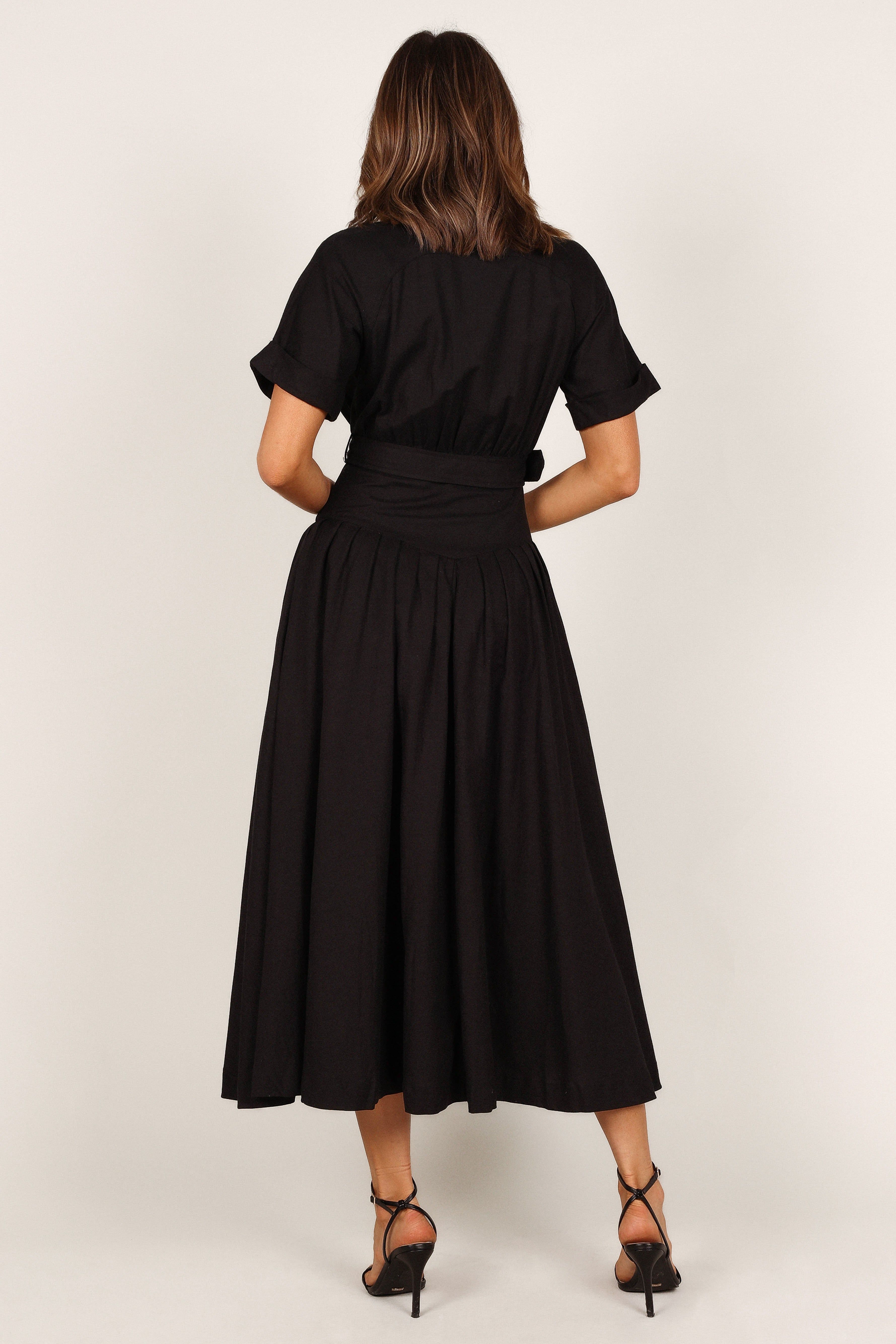 Verse Button Front Midi Dress - Black sold by Petal & Pup product image thumbnail 4