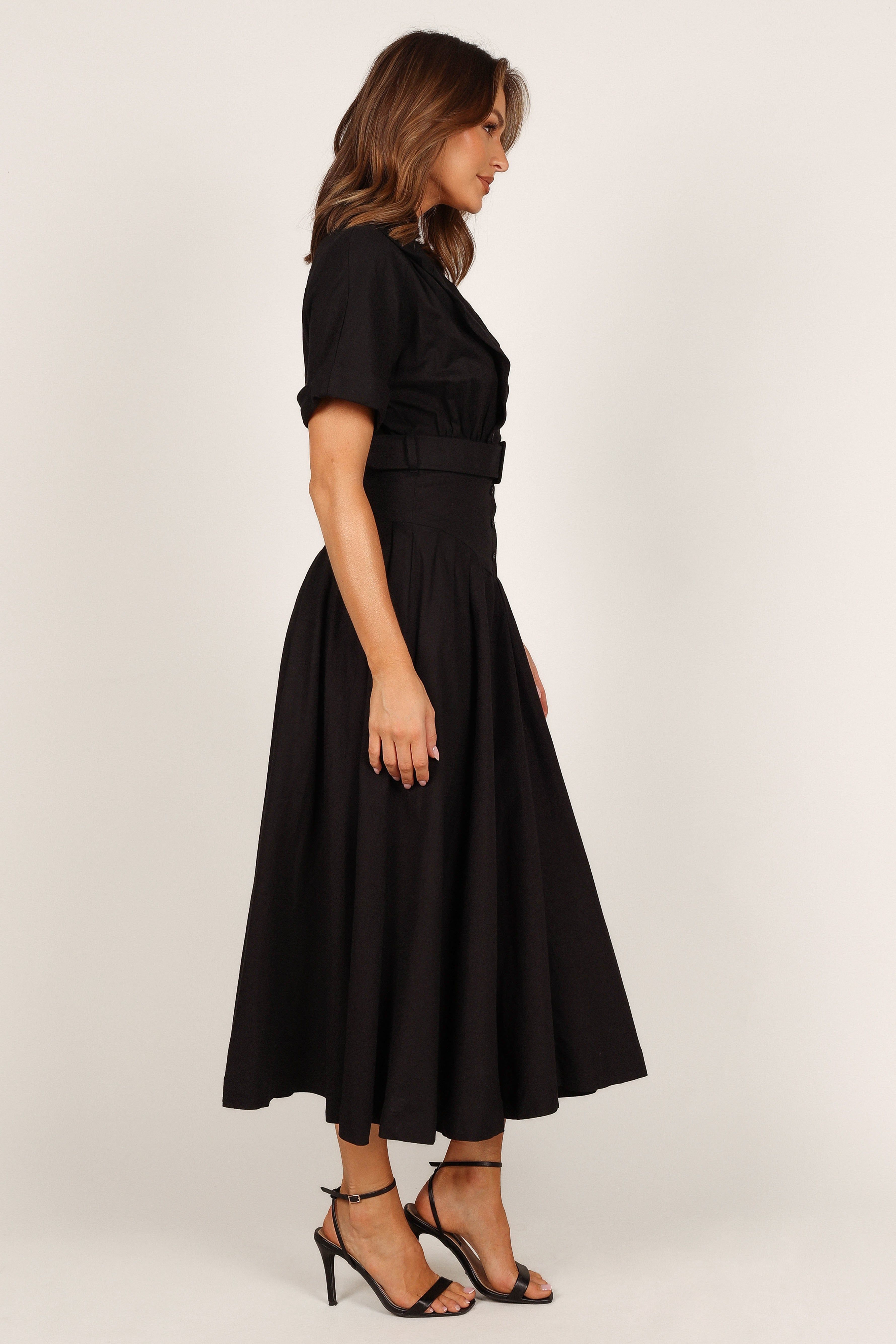Verse Button Front Midi Dress - Black sold by Petal & Pup product image thumbnail 5