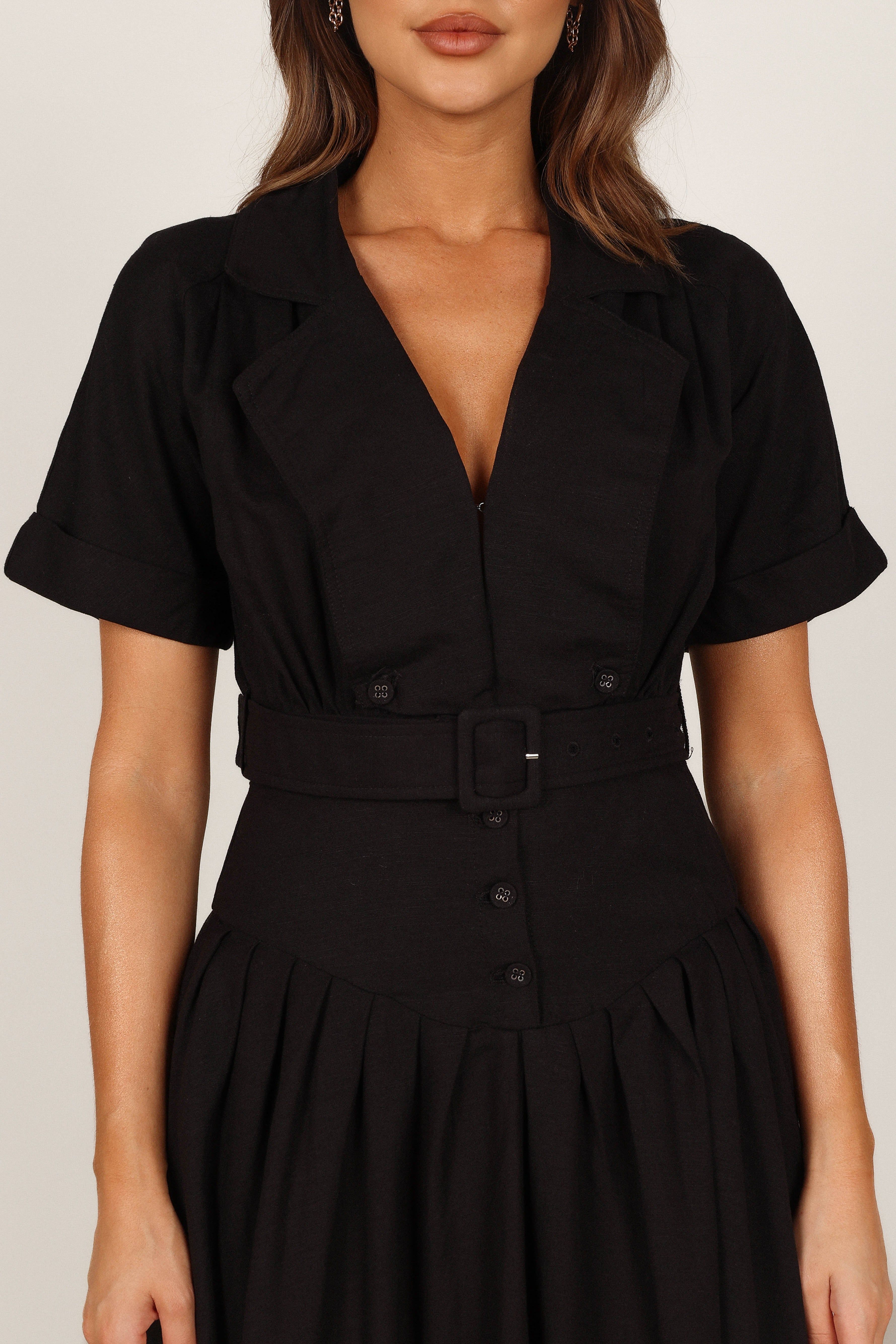 Verse Button Front Midi Dress - Black sold by Petal & Pup product image thumbnail 2