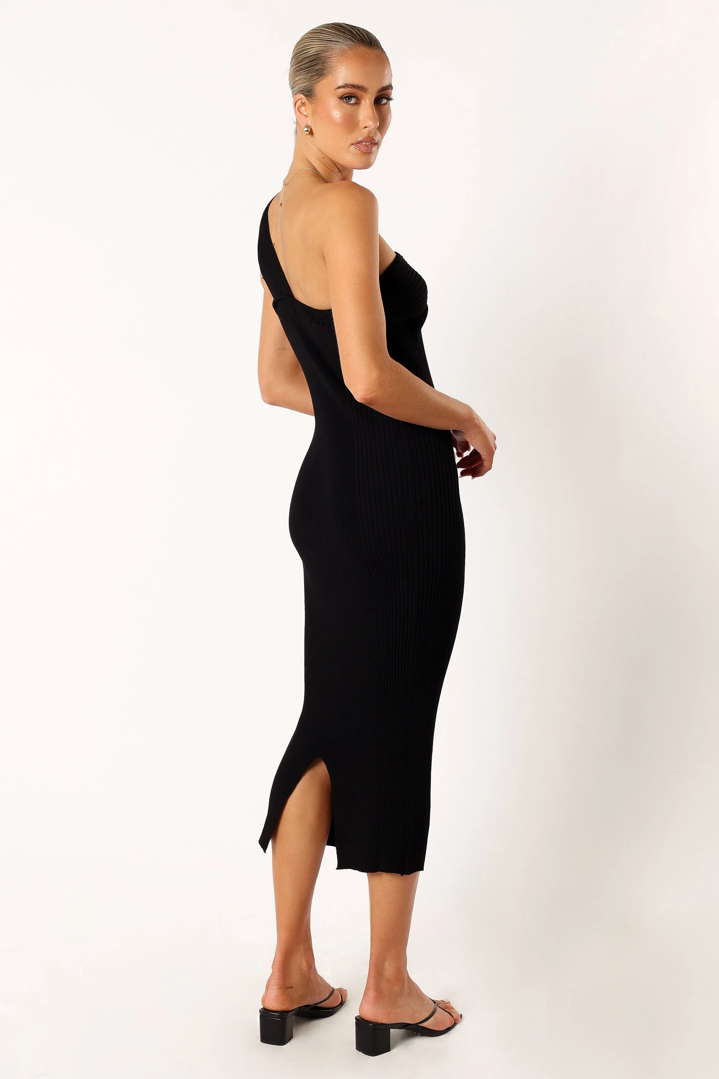 Halle One Shoulder Midi Dress - Black sold by Petal & Pup product image thumbnail 4