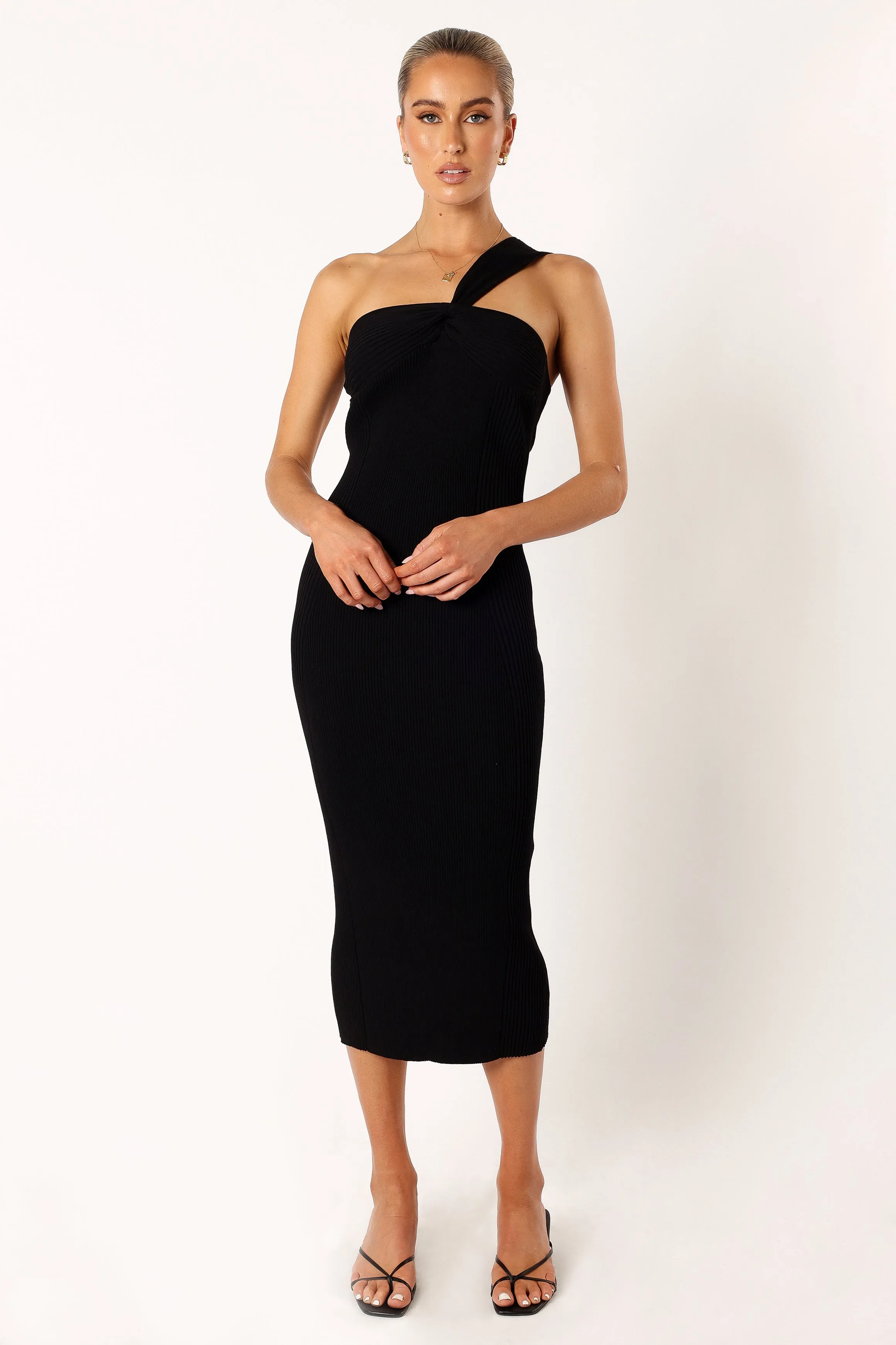 Halle One Shoulder Midi Dress - Black sold by Petal & Pup product image thumbnail 5