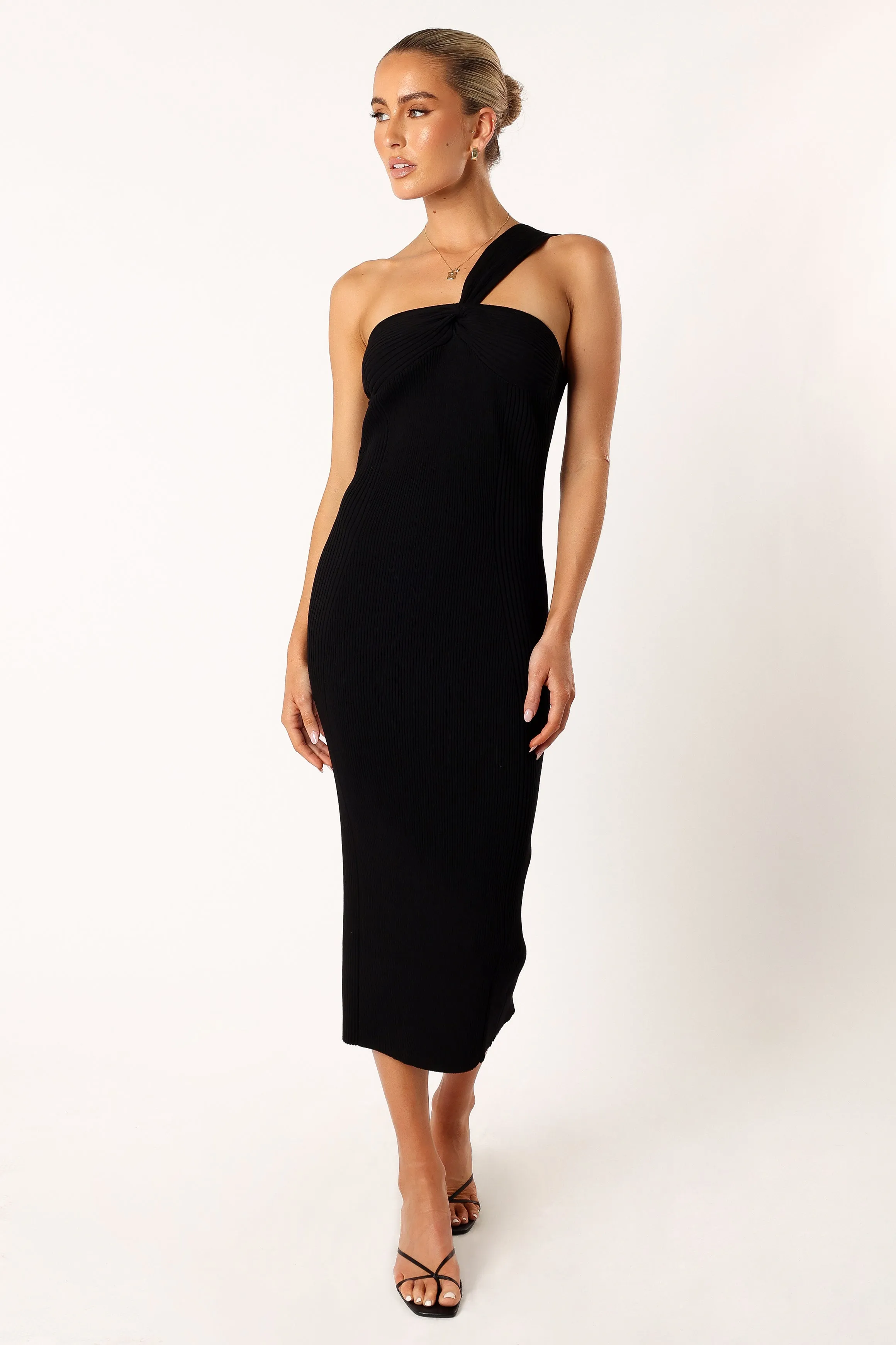 Halle One Shoulder Midi Dress - Black sold by Petal & Pup product image thumbnail 2