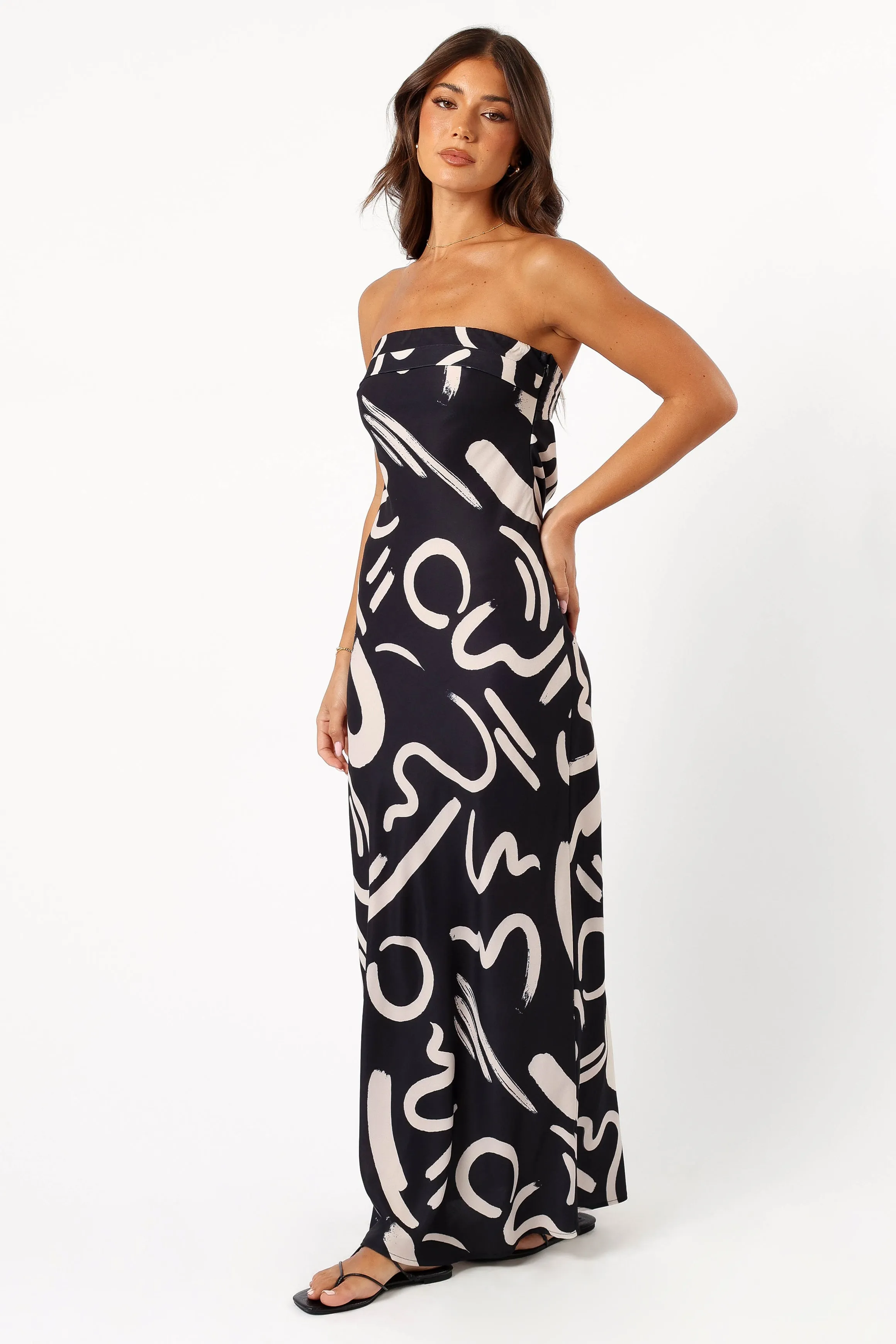 Remmie Strapless Maxi Dress - Black/White sold by Petal & Pup product image thumbnail 4