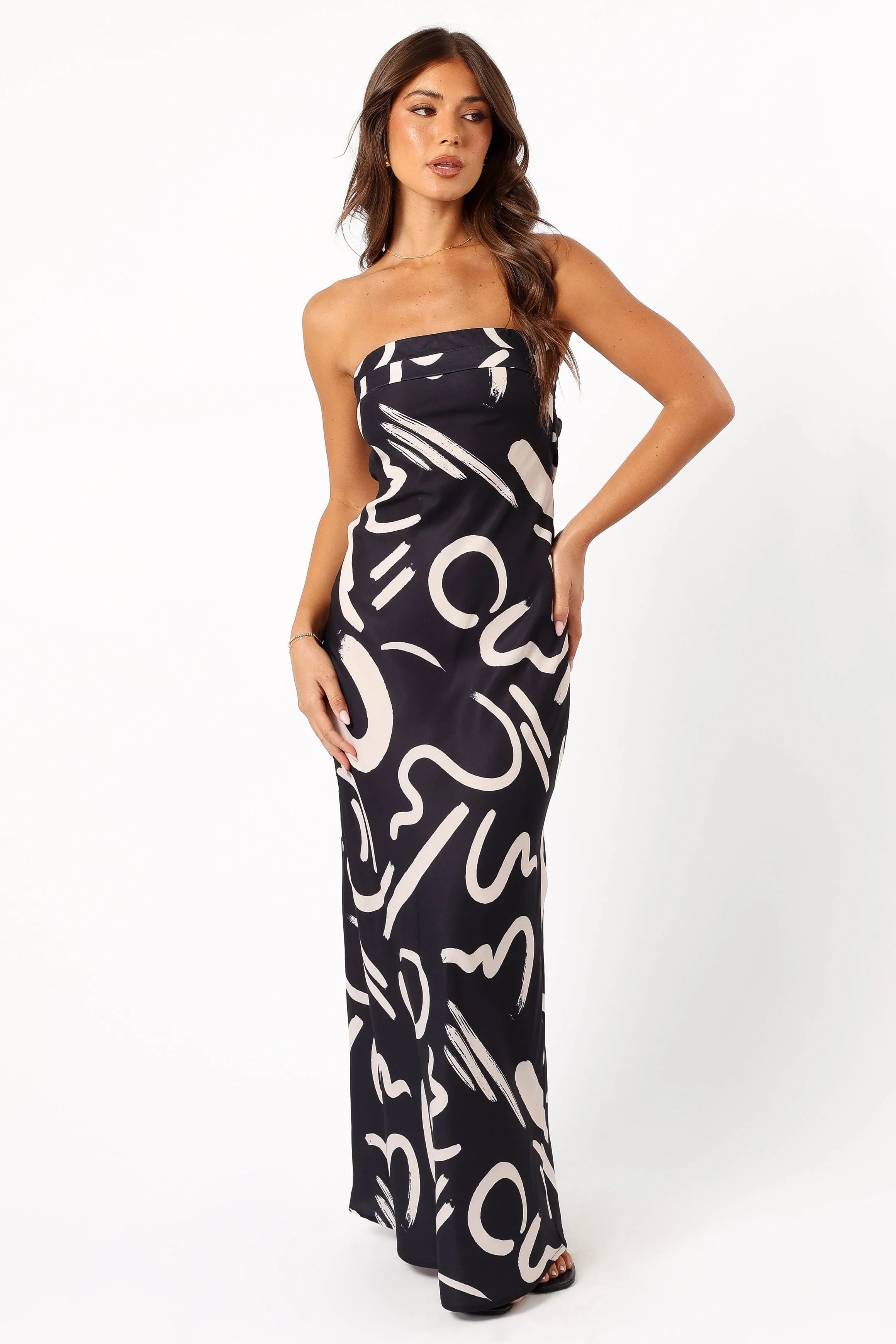 Remmie Strapless Maxi Dress - Black/White sold by Petal & Pup product image thumbnail 2