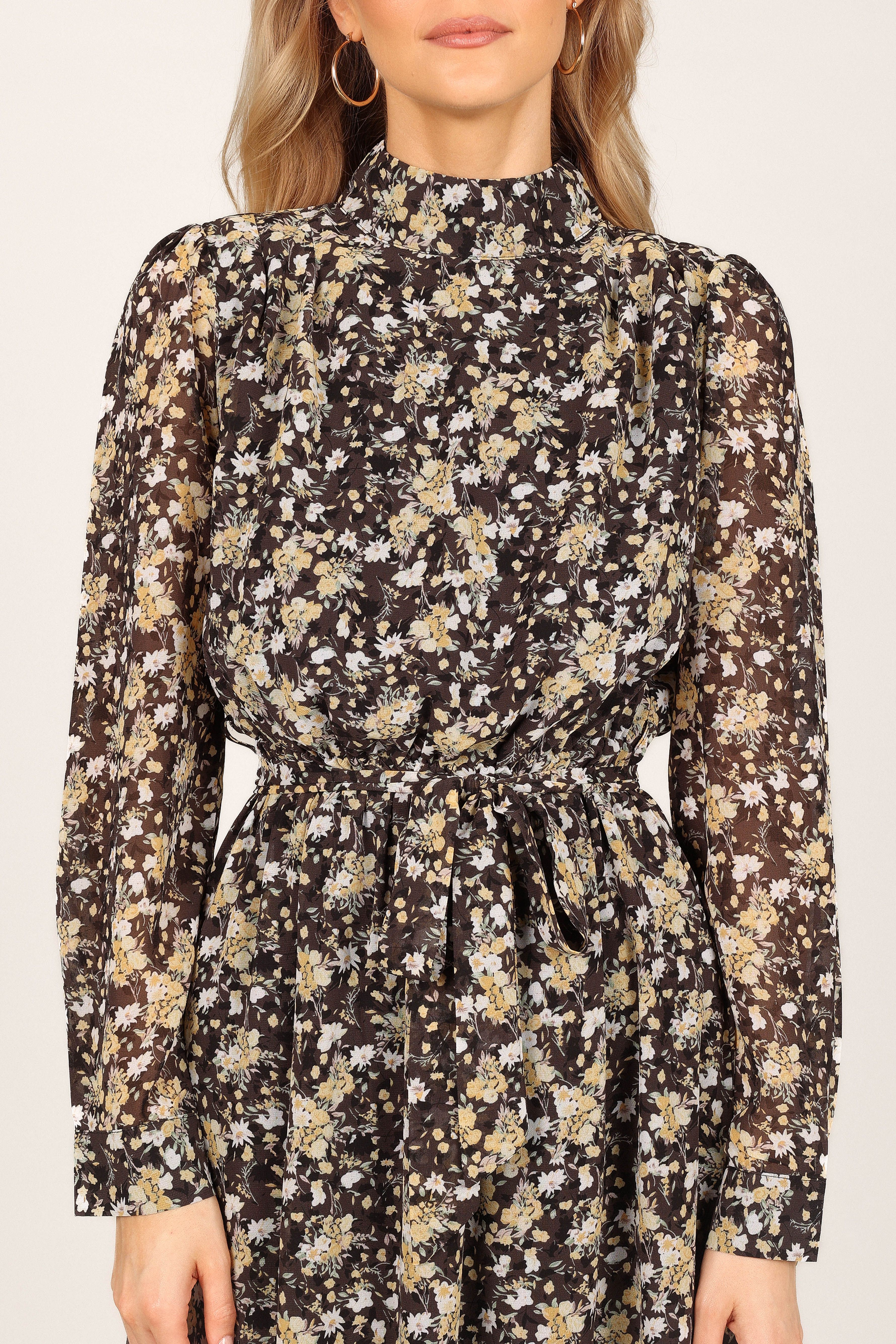 Hannah Long Sleeve Maxi Dress - Black Floral sold by Petal & Pup product image thumbnail 2