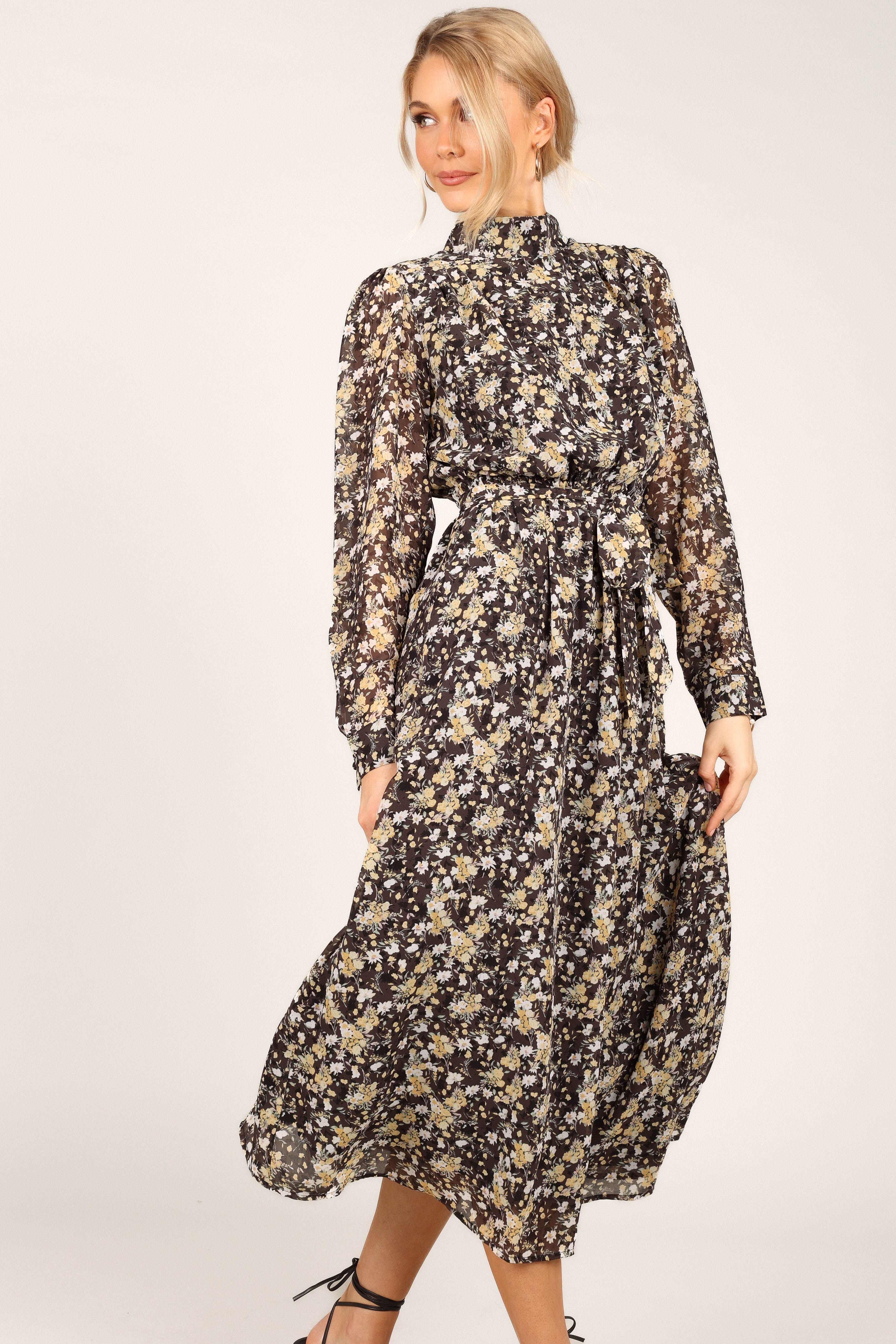 Hannah Long Sleeve Maxi Dress - Black Floral sold by Petal & Pup product image thumbnail 3