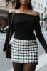 Lesley Houndstooth Mini Skirt - Black White sold by Petal & Pup