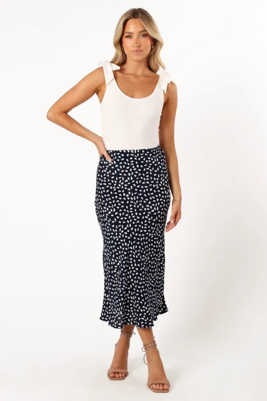 Tyler Midi Skirt - Navy Print sold by Petal & Pup