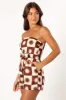 Sofie Strapless Romper - Brown Cream sold by Petal & Pup