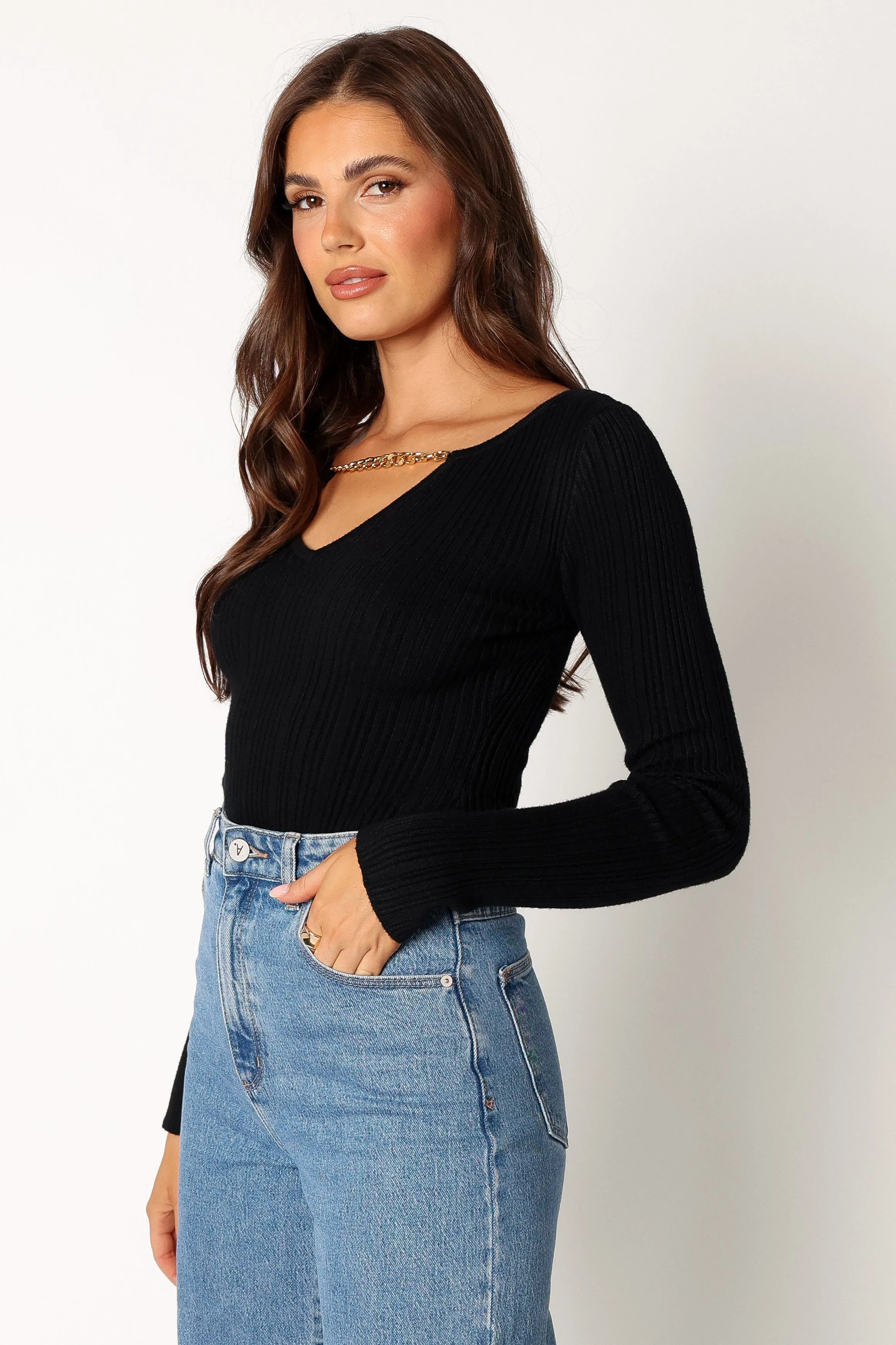 Ace Long Sleeve Knit Bodysuit - Black sold by Petal & Pup product image thumbnail 2