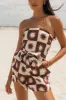 Sofie Strapless Romper - Brown Cream sold by Petal & Pup