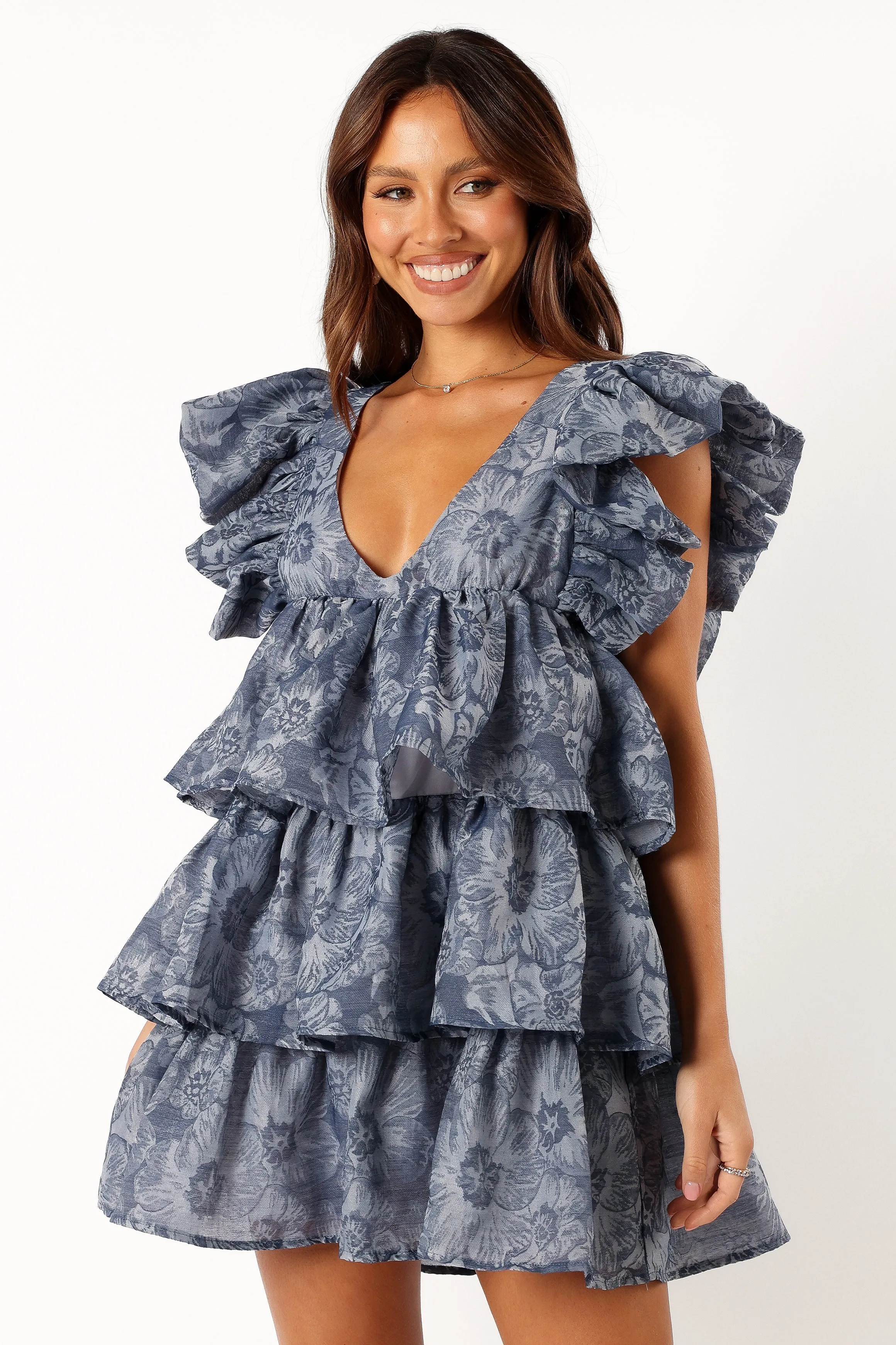 Friella Frill Sleeve Mini Dress - Deep Blue sold by Petal & Pup product image thumbnail 3