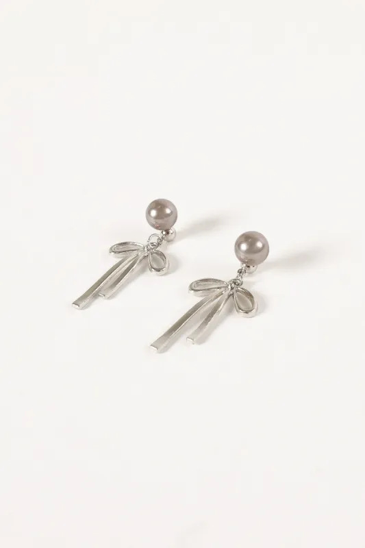 Elena Bow Earrings - Silver sold by Petal & Pup