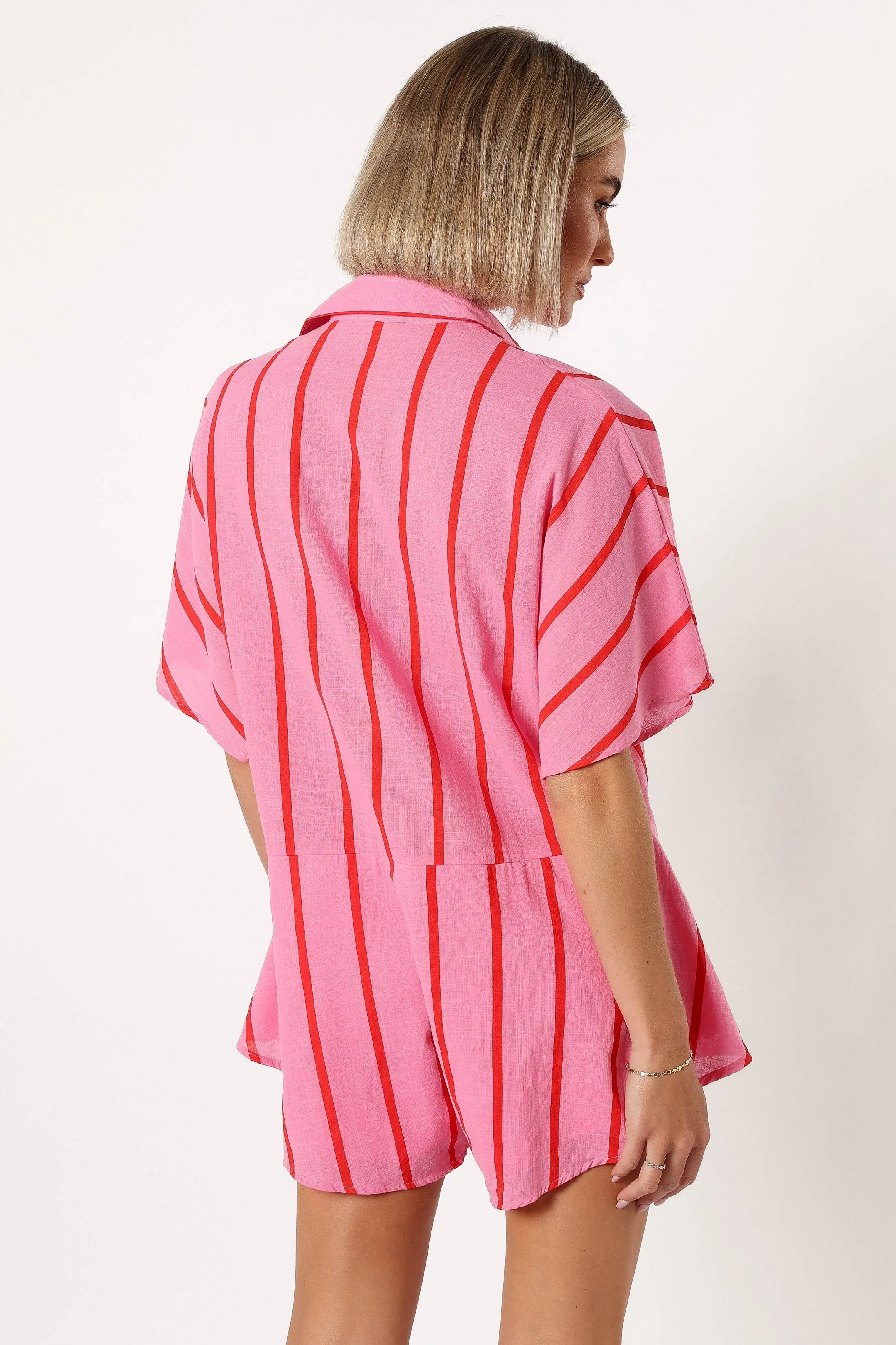 Sebastian Romper - Pink Red Stripe sold by Petal & Pup product image thumbnail 4