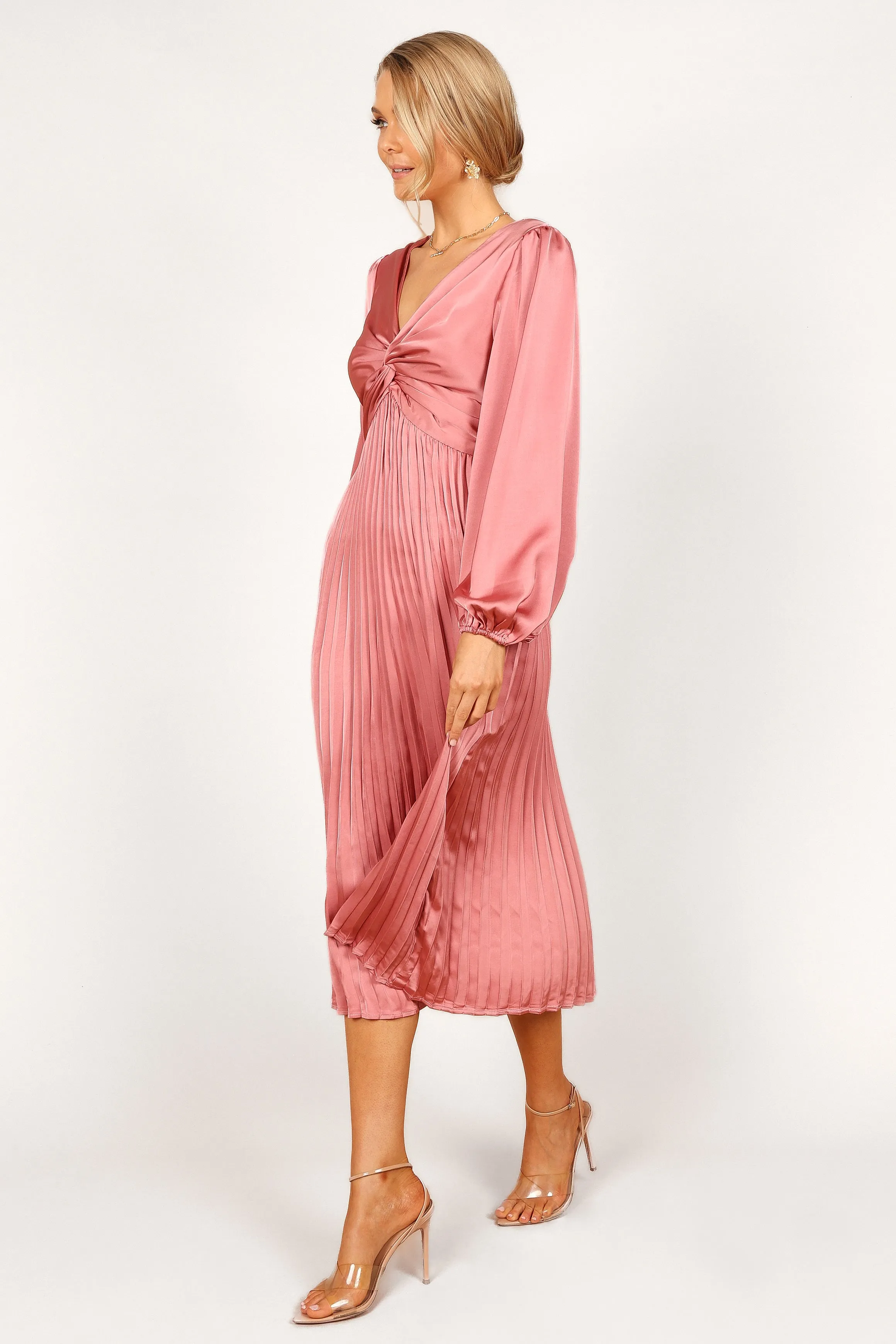 Noelle Twist Front Pleated Midi Dress - Blush sold by Petal & Pup product image thumbnail 5