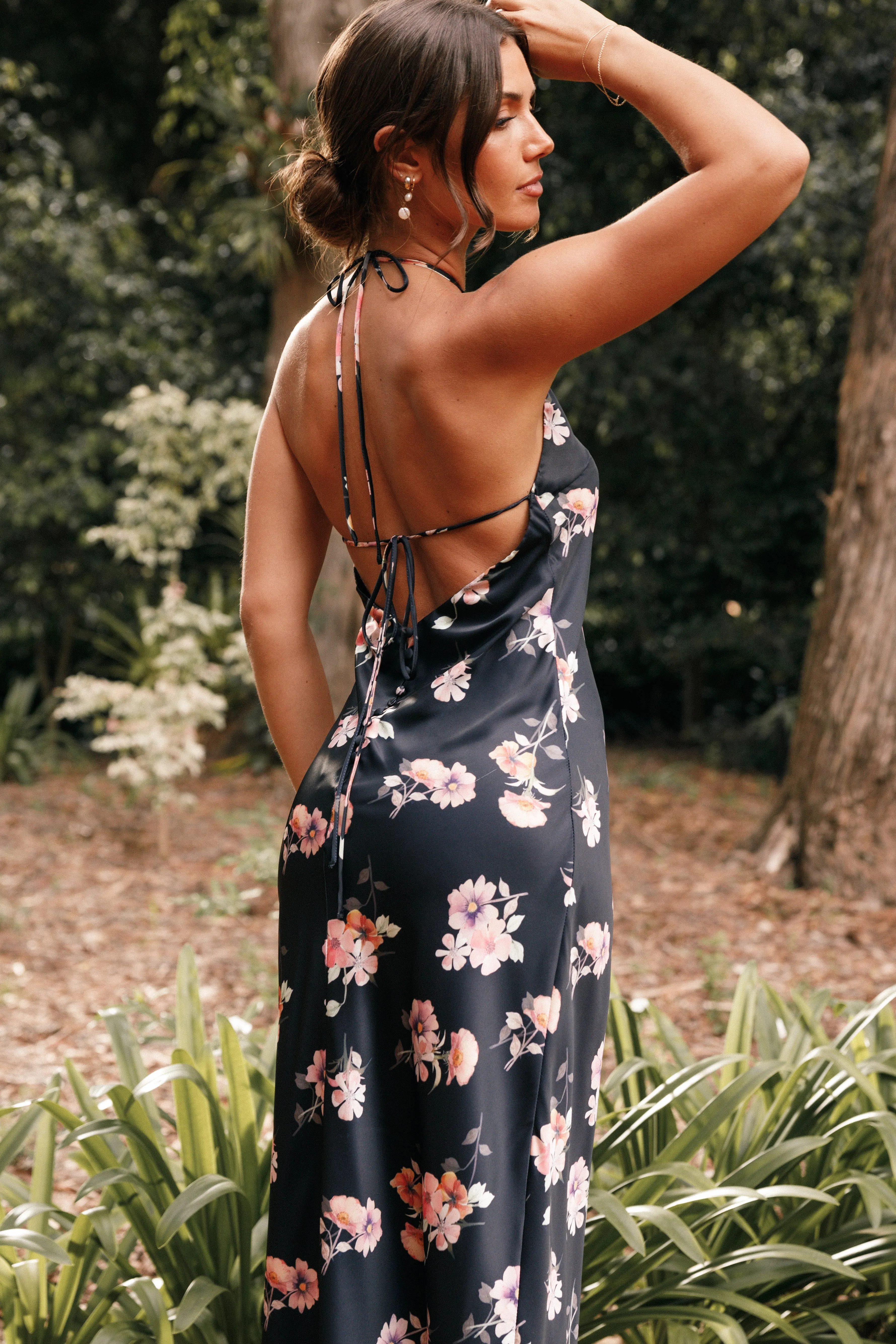 Hadley Halterneck Maxi Dress - Black Floral sold by Petal & Pup product image thumbnail 2